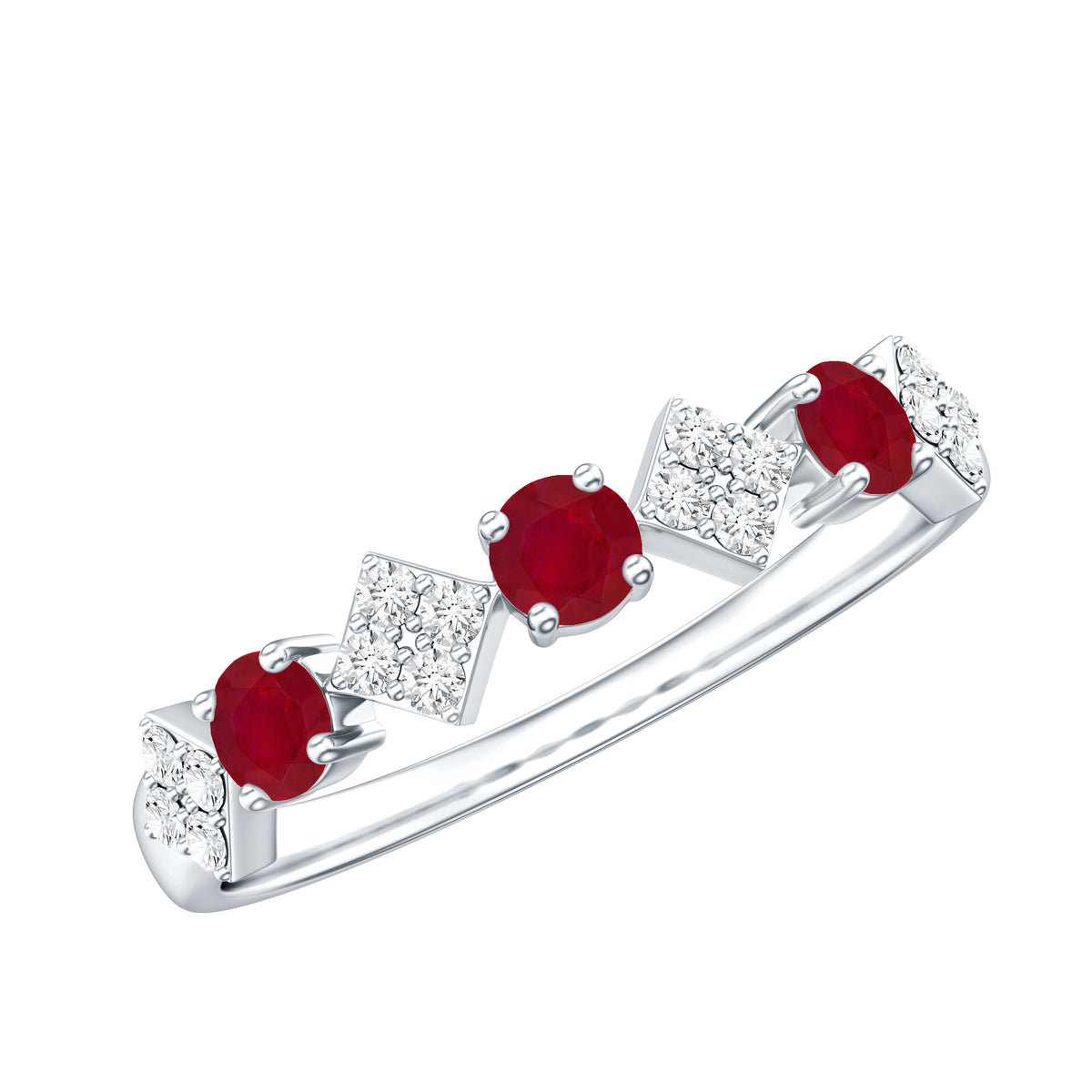 Real Ruby Diamond Half Eternity for Women AAA - Rosec Jewels