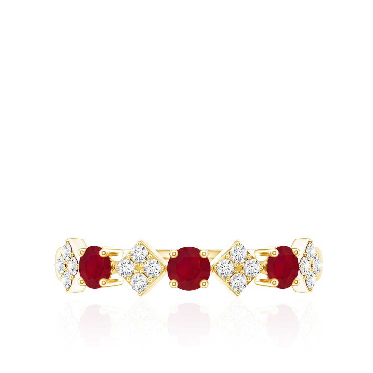 Real Ruby Diamond Half Eternity for Women AAA - Rosec Jewels