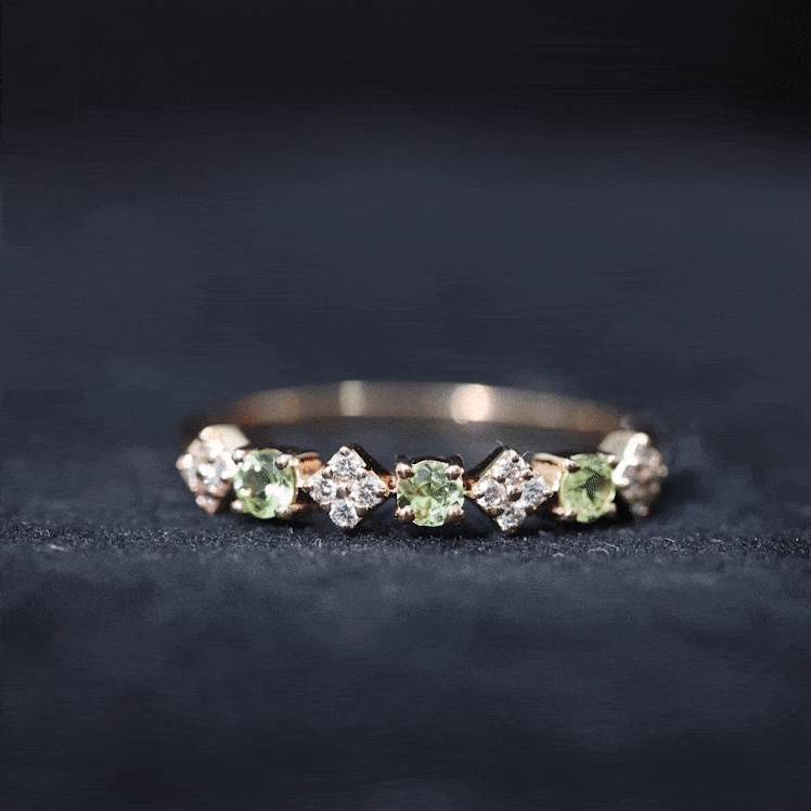 Natural Peridot Diamond Half Eternity Ring for Women AAA - Rosec Jewels