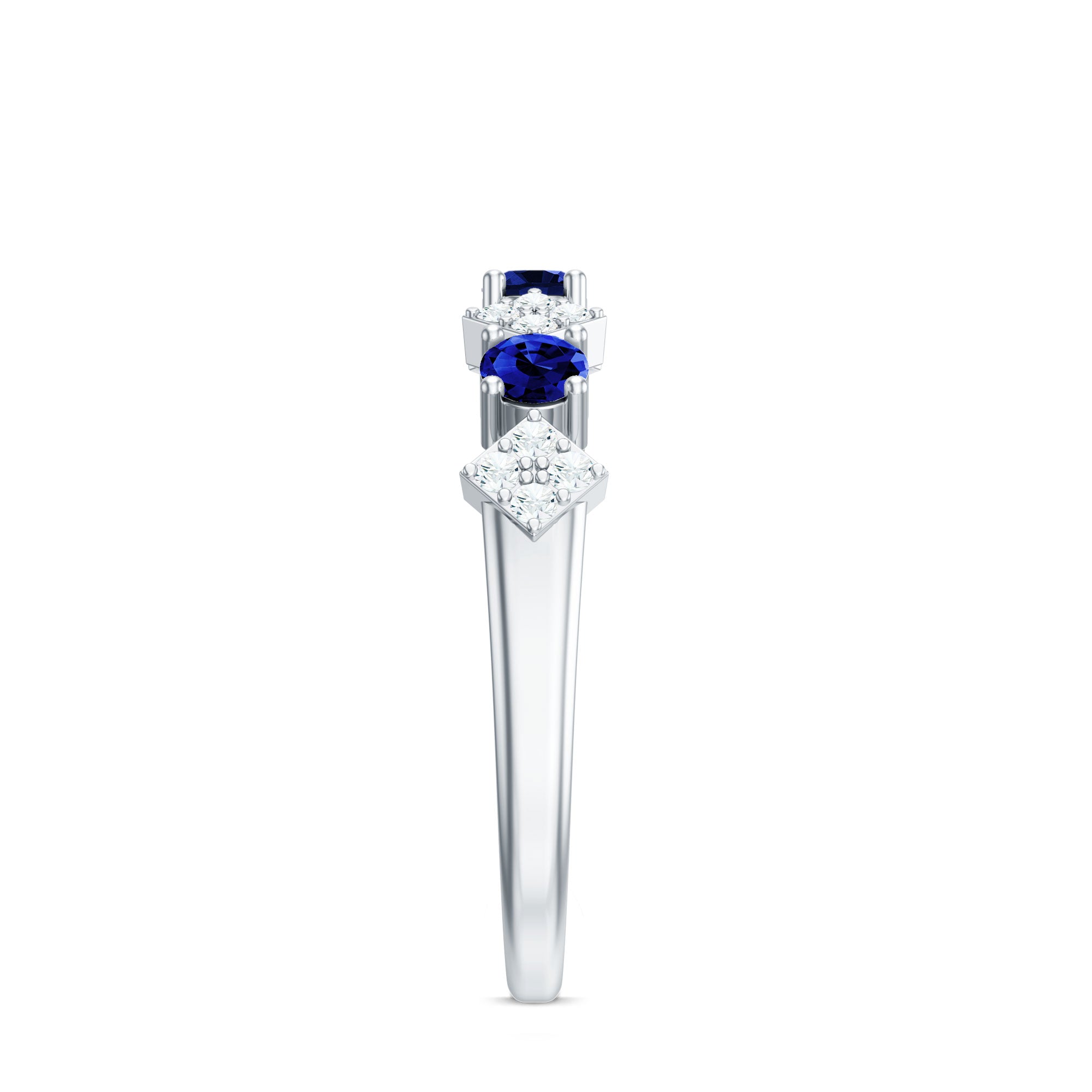 Certified Lab Grown Blue Sapphire Diamond Half Eternity Ring for Women AAAA - Rosec Jewels