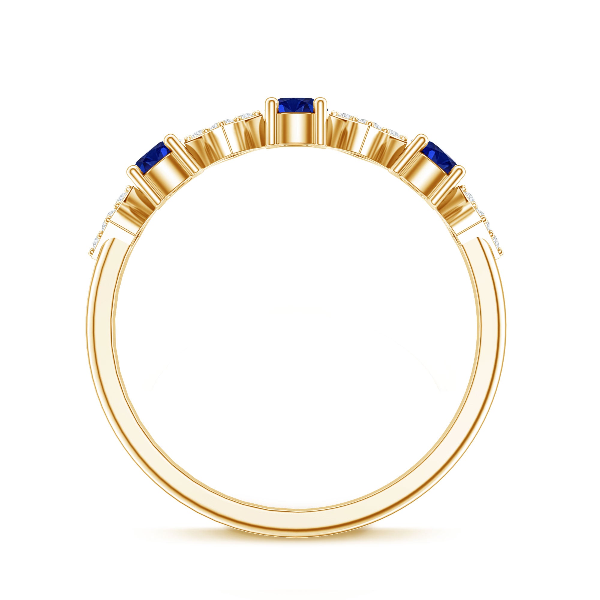 Certified Lab Grown Blue Sapphire Diamond Half Eternity Ring for Women AAAA - Rosec Jewels