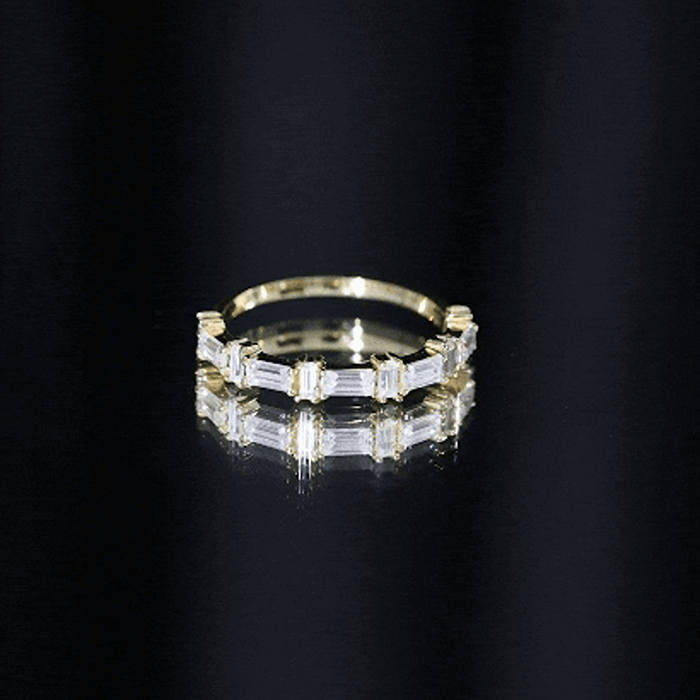 Baguette Cut Moissanite Designer Half Eternity Ring D-VS1 - Rosec Jewels
