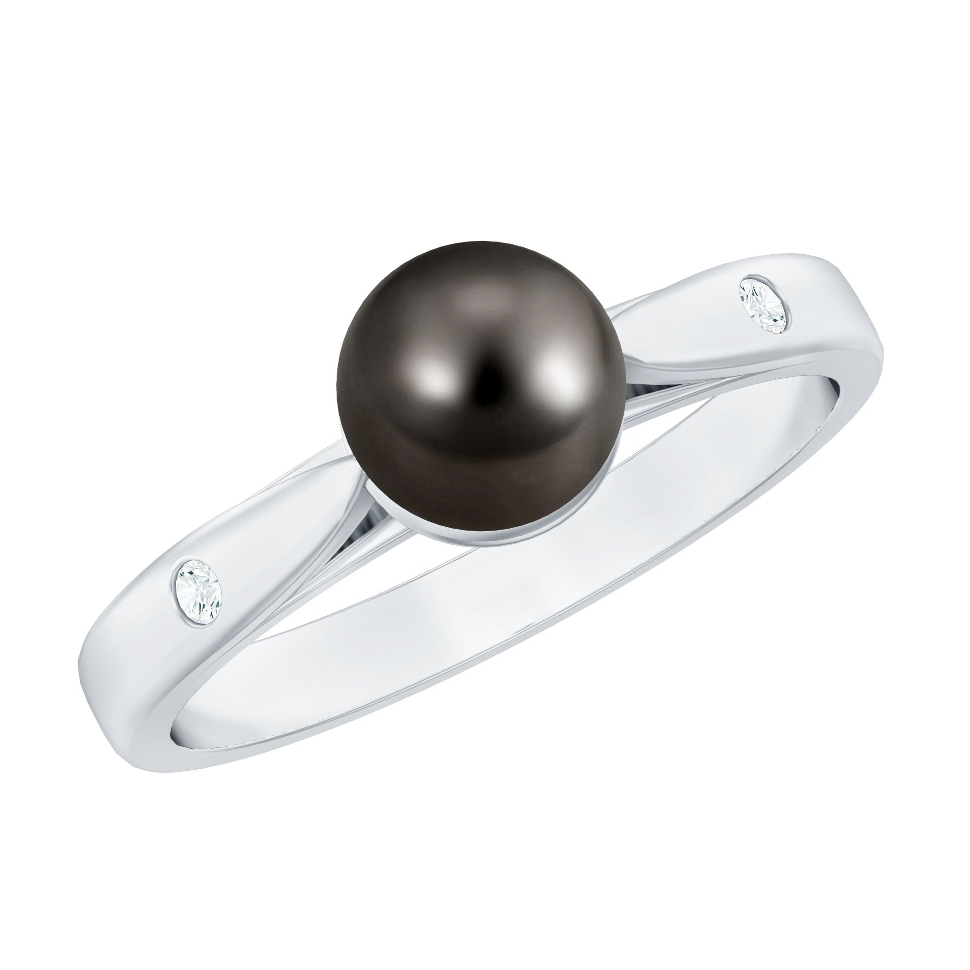 Rosec Jewels-Solitaire Black Tahitian Pearl Engagement Ring with Certificate