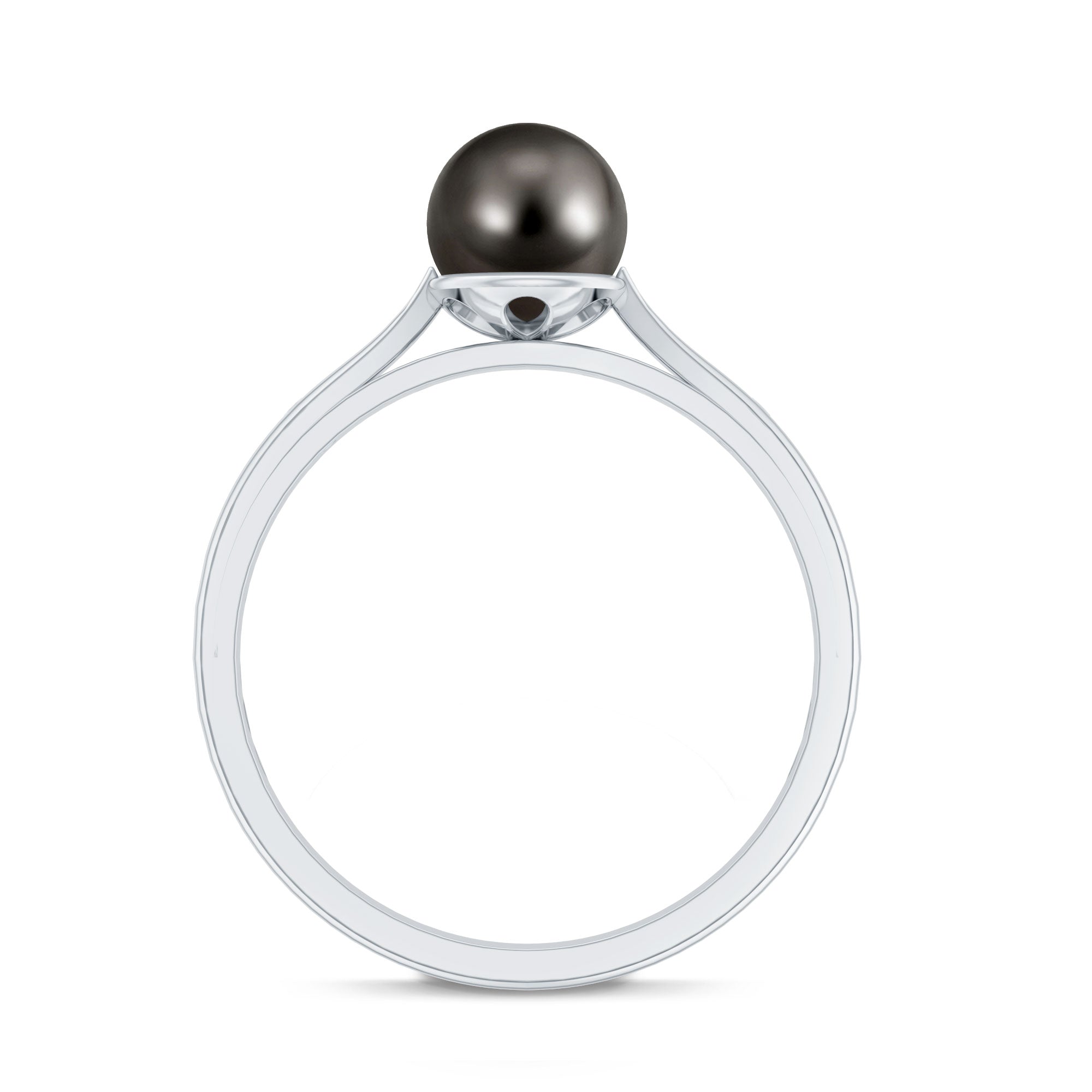 Rosec Jewels-Solitaire Black Tahitian Pearl Engagement Ring with Certificate