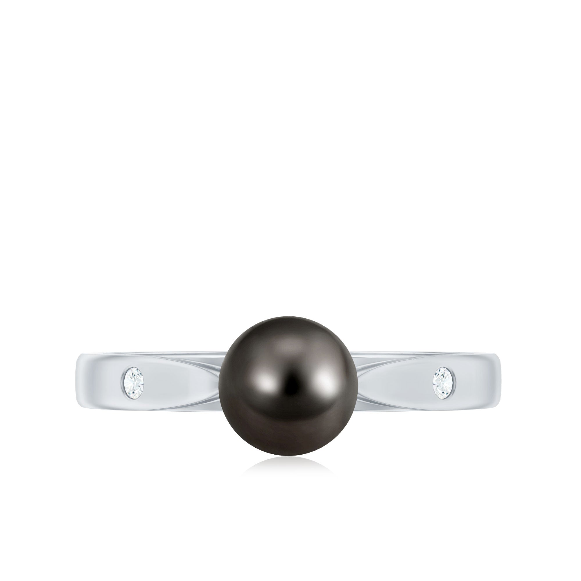 Rosec Jewels-Solitaire Black Tahitian Pearl Engagement Ring with Certificate