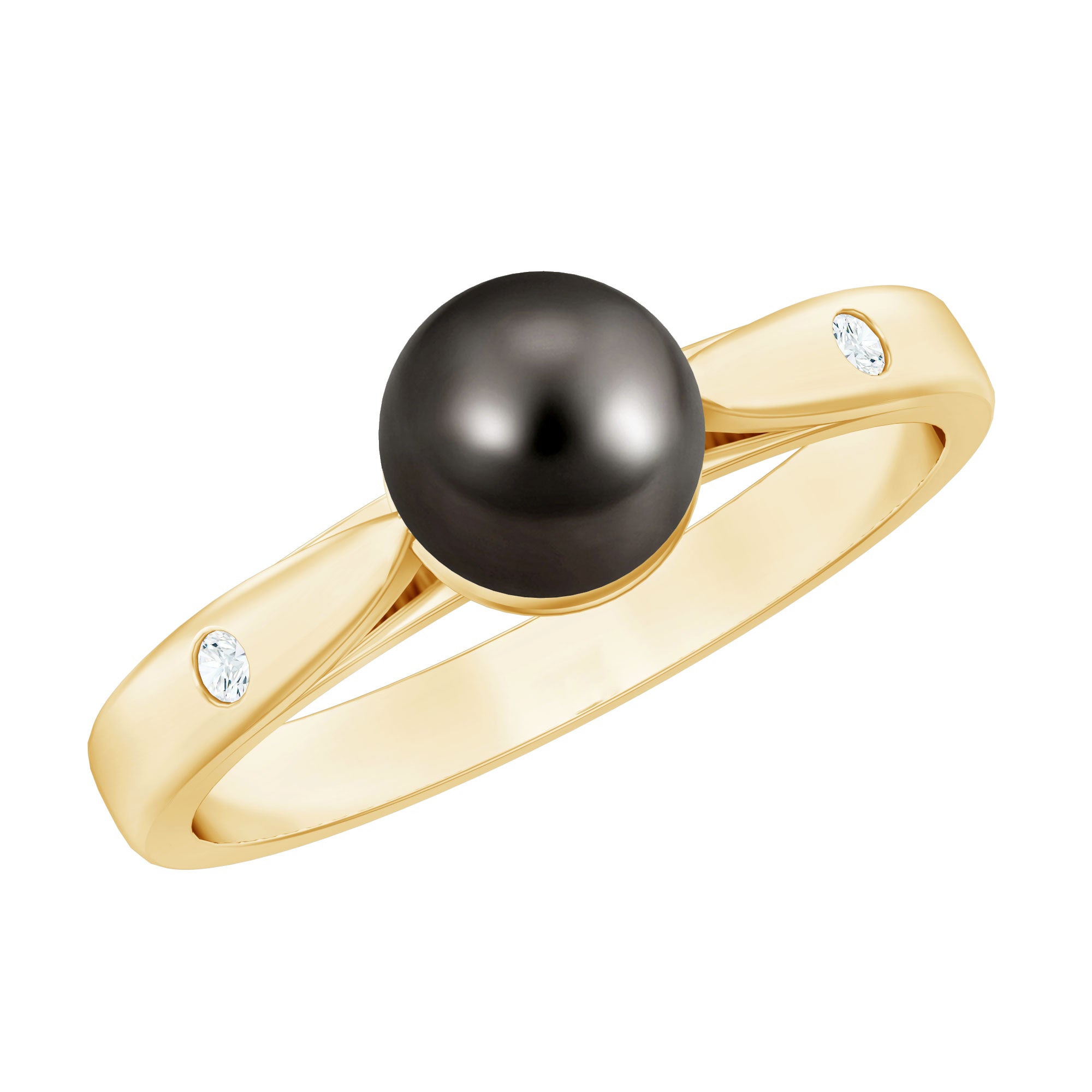 Rosec Jewels-Solitaire Black Tahitian Pearl Engagement Ring with Certificate
