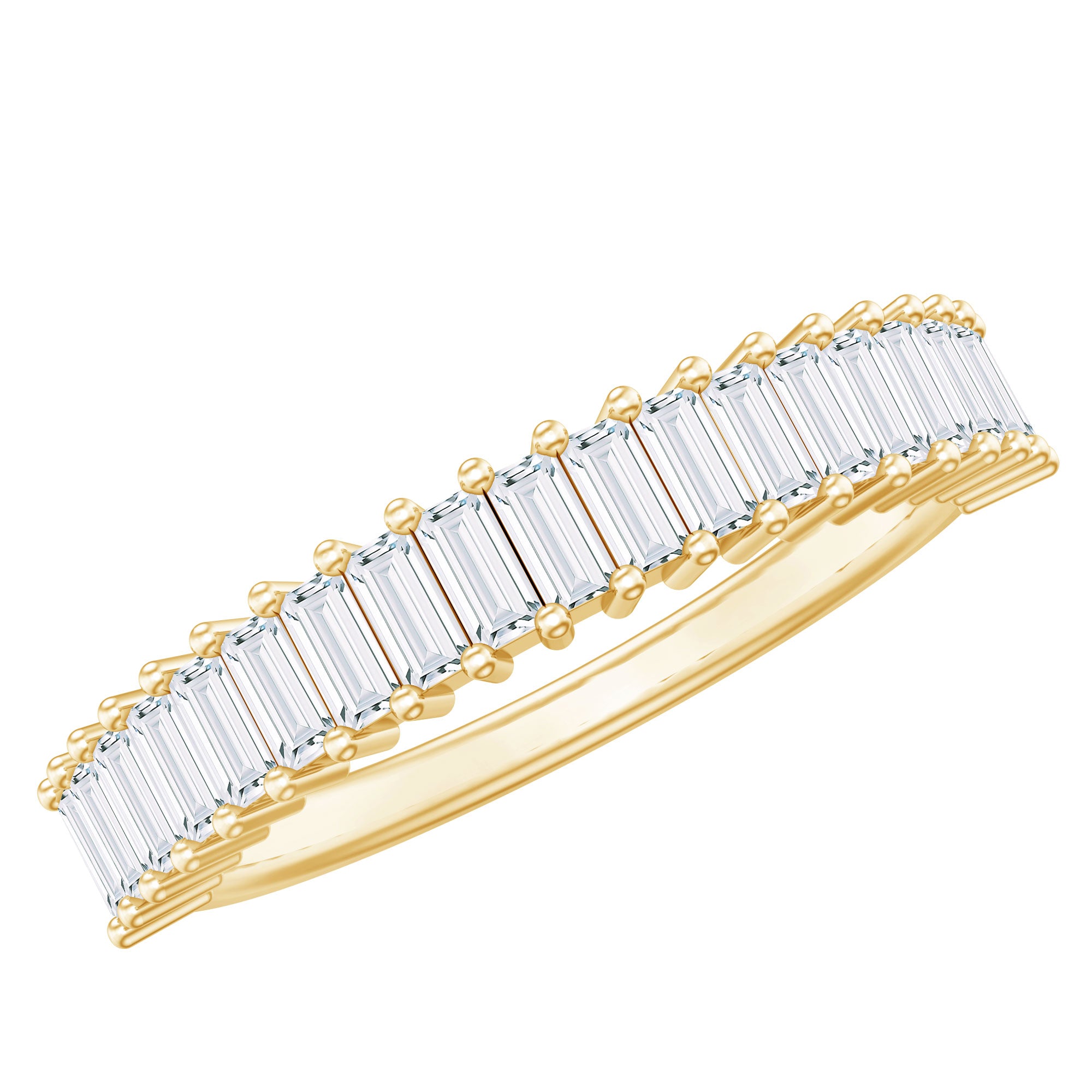 Certified Baguette Cut Moissanite Half Eternity Band Ring D-VS1 - Rosec Jewels