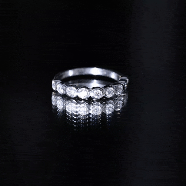 Bezel Set Moissanite Half Eternity Band Ring D-VS1 - Rosec Jewels