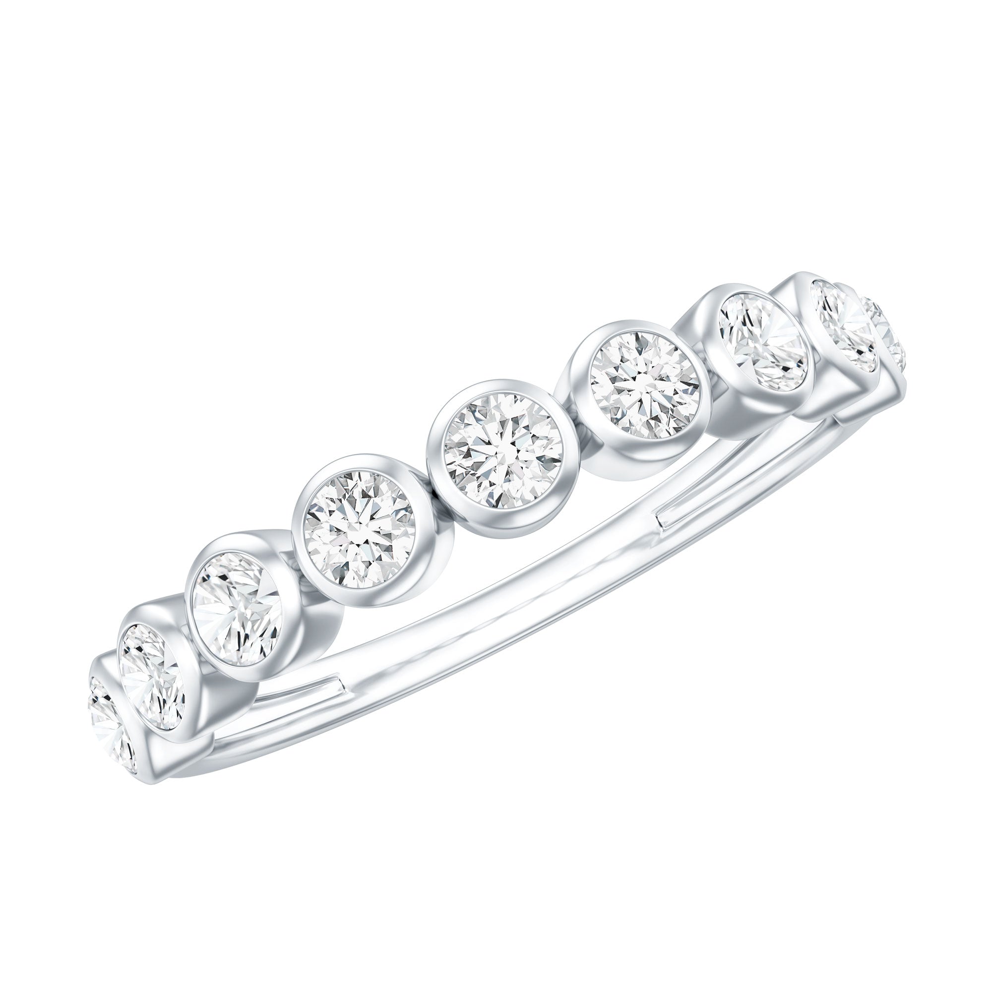 Bezel Set Moissanite Half Eternity Band Ring D-VS1 - Rosec Jewels