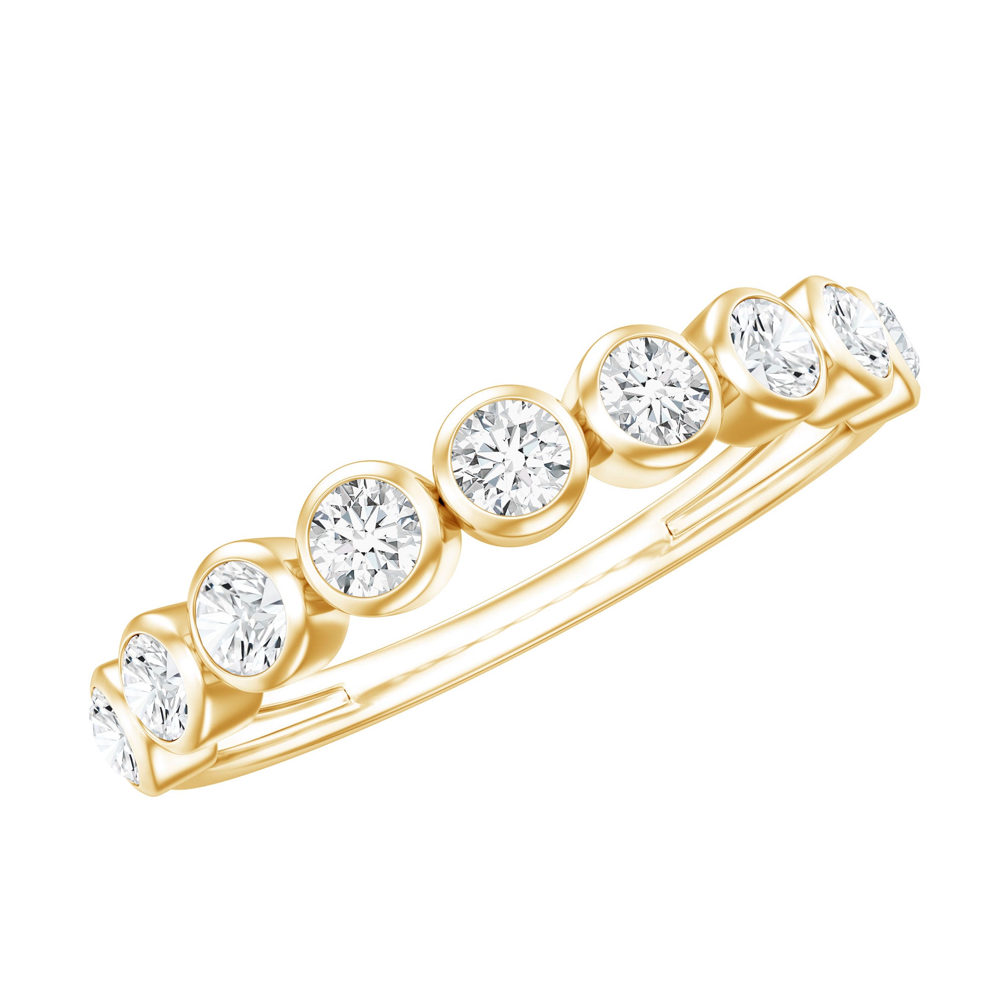 Bezel Set Moissanite Half Eternity Band Ring D-VS1 - Rosec Jewels