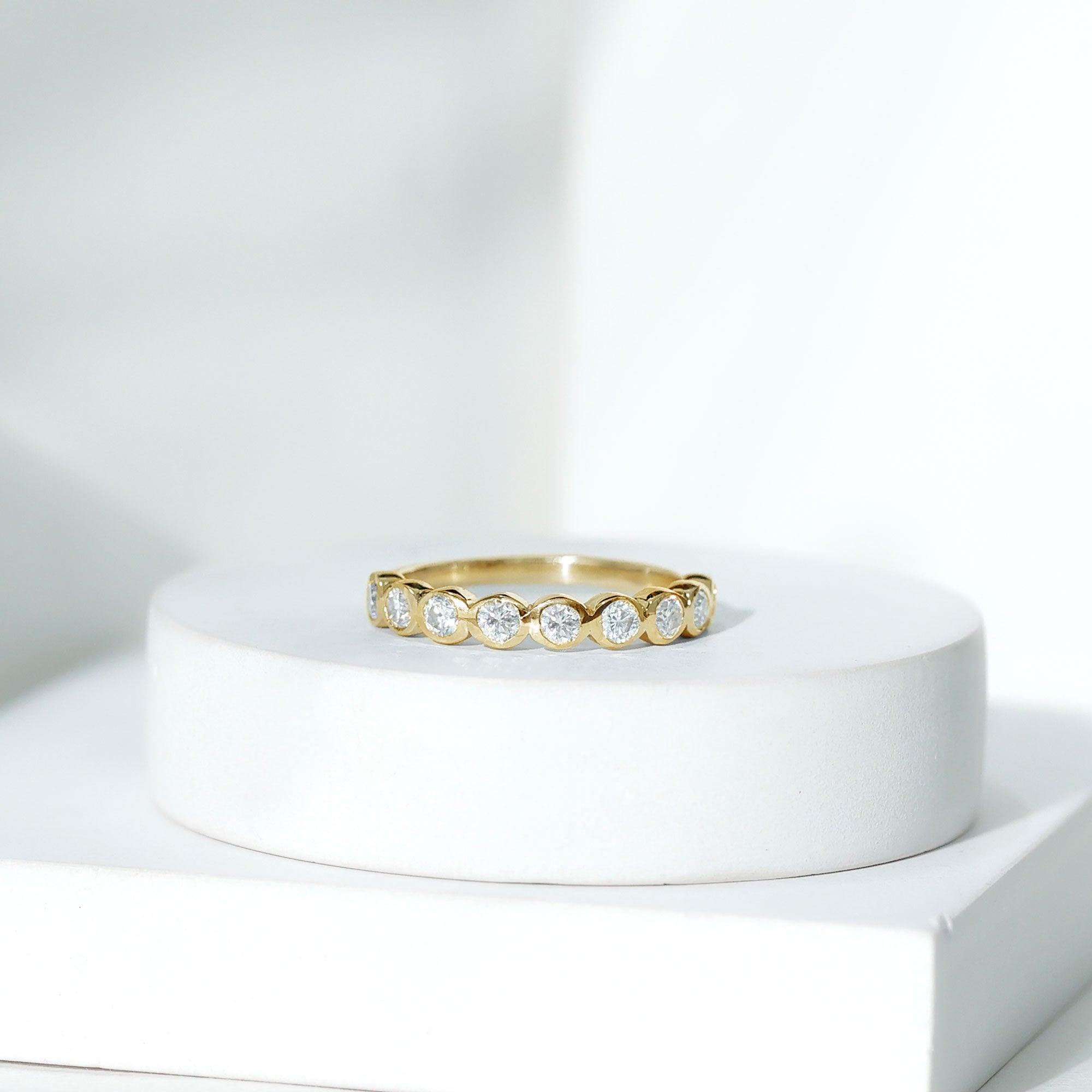 Bezel Set Moissanite Half Eternity Band Ring D-VS1 - Rosec Jewels