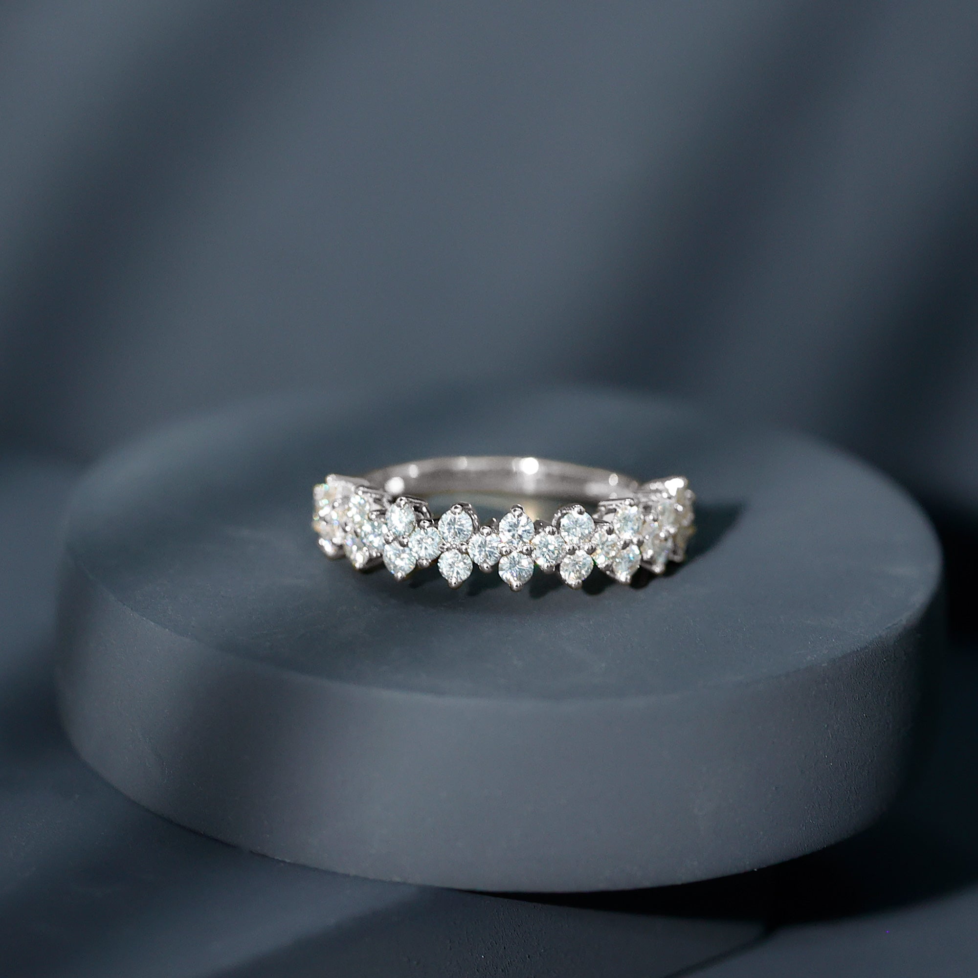 Natural Diamond Half Eternity Wedding Band with Certificate Natural - ( HI-SI ) - Rosec Jewels