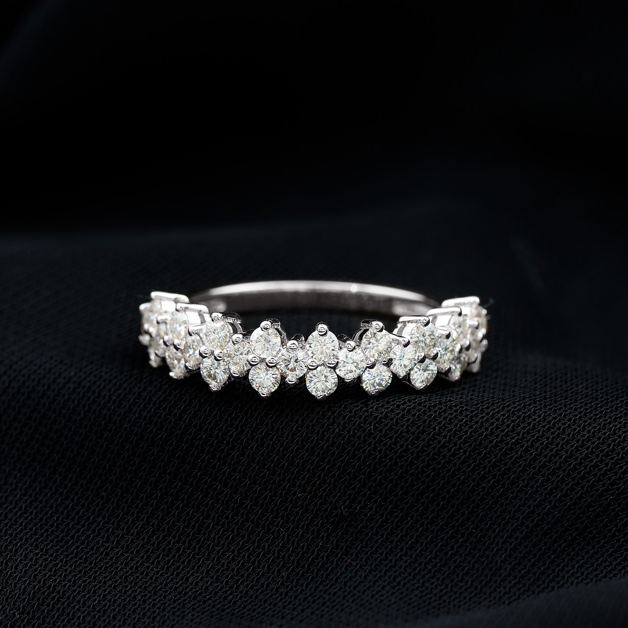 Natural Diamond Half Eternity Wedding Band with Certificate Natural - ( HI-SI ) - Rosec Jewels
