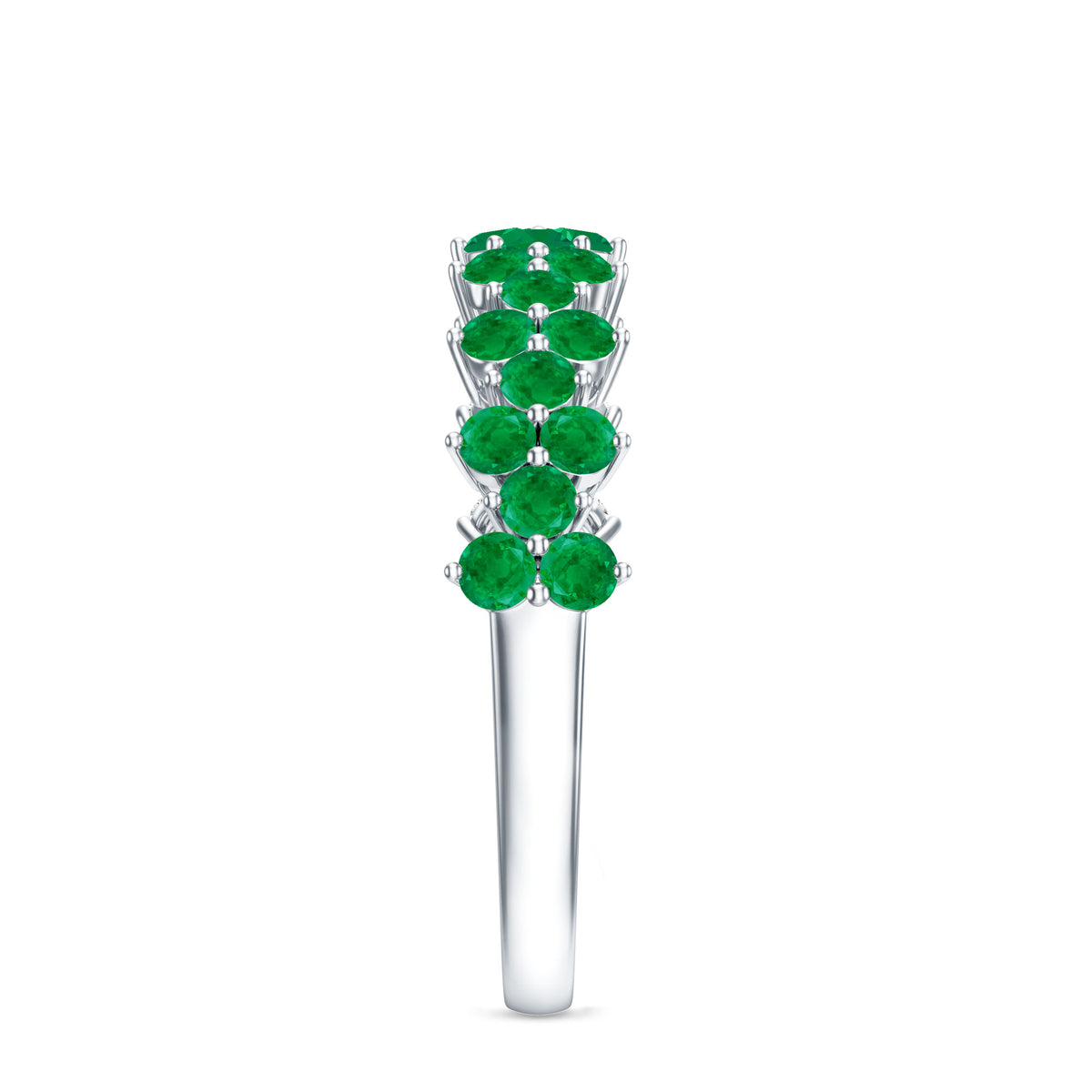 Certified Real Emerald Half Eternity Anniversary Ring AAA - Rosec Jewels
