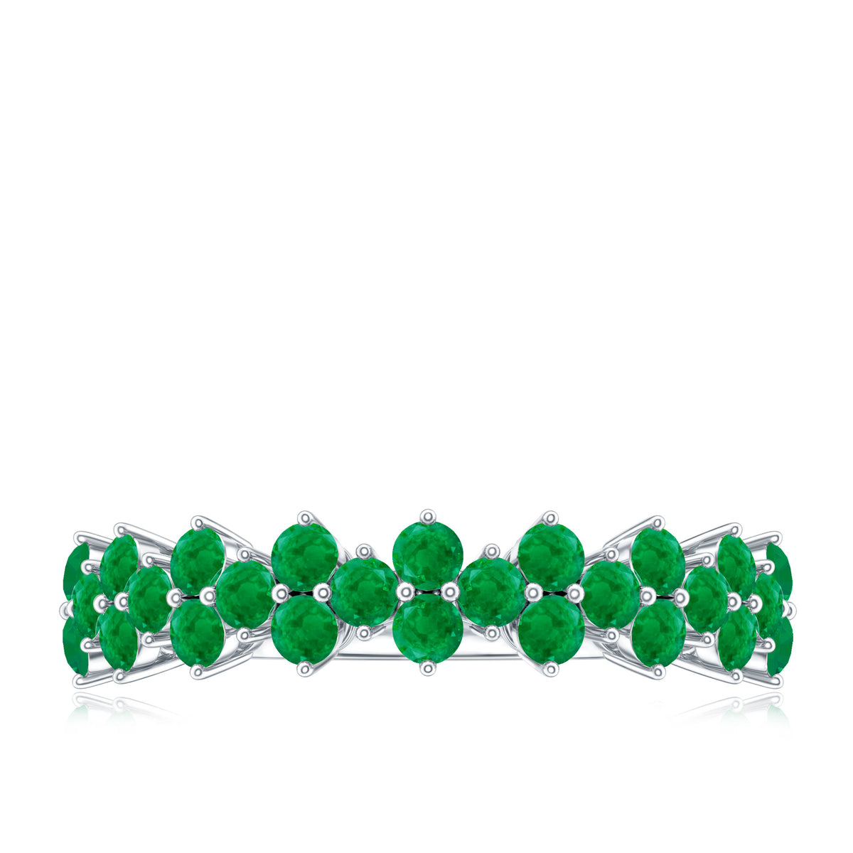 Certified Real Emerald Half Eternity Anniversary Ring AAA - Rosec Jewels