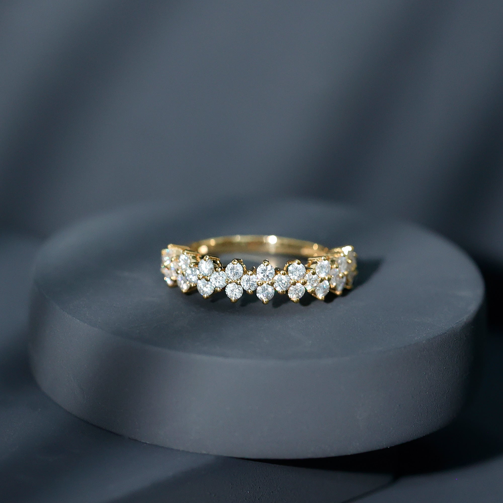 Round Moissanite Cluster Eternity Wedding Band D-VS1 - Rosec Jewels