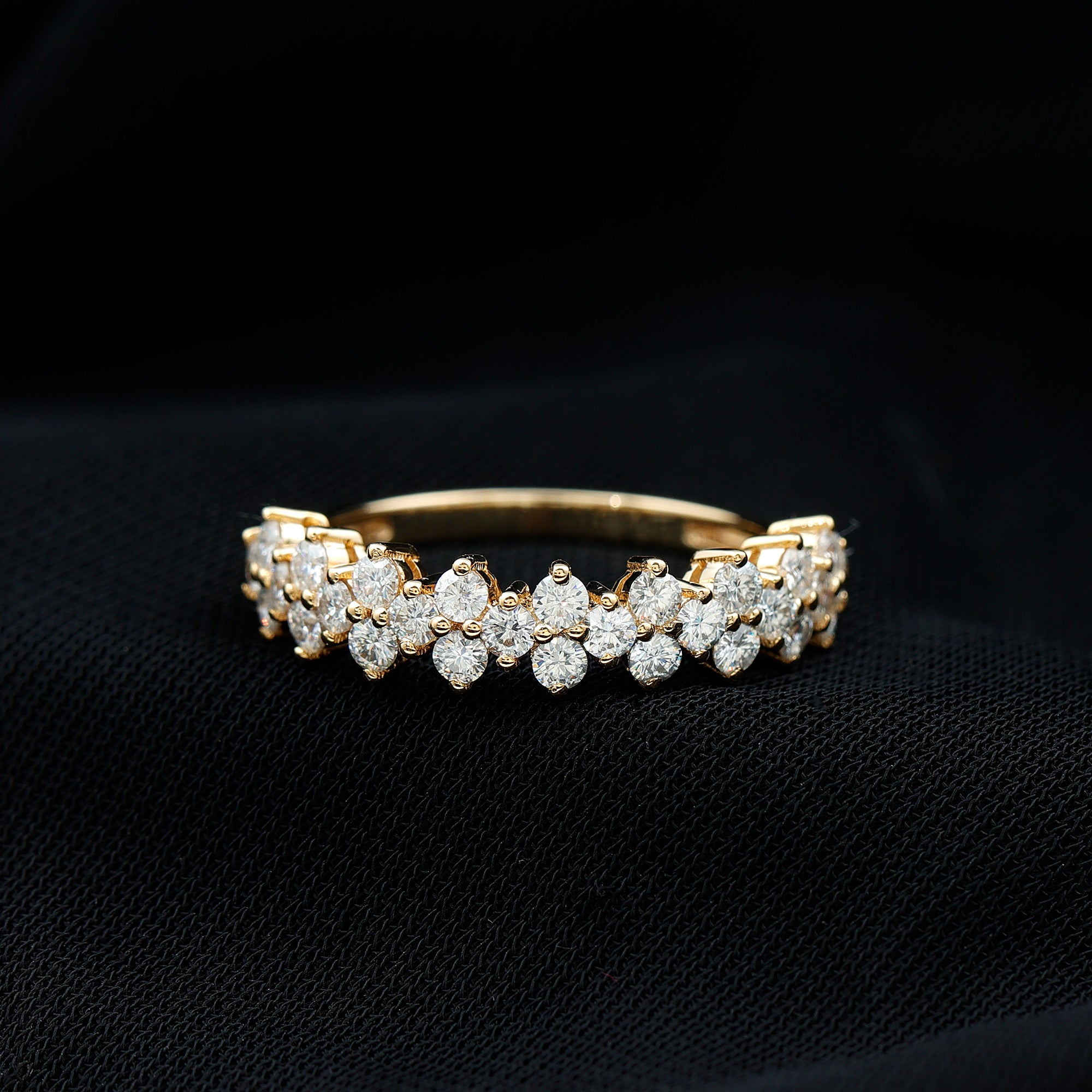 Round Moissanite Cluster Eternity Wedding Band D-VS1 - Rosec Jewels