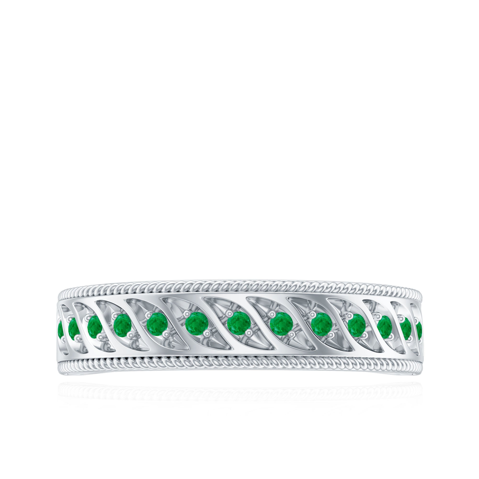 Genuine Emerald Vintage Inspired Eternity Band AAA - Rosec Jewels
