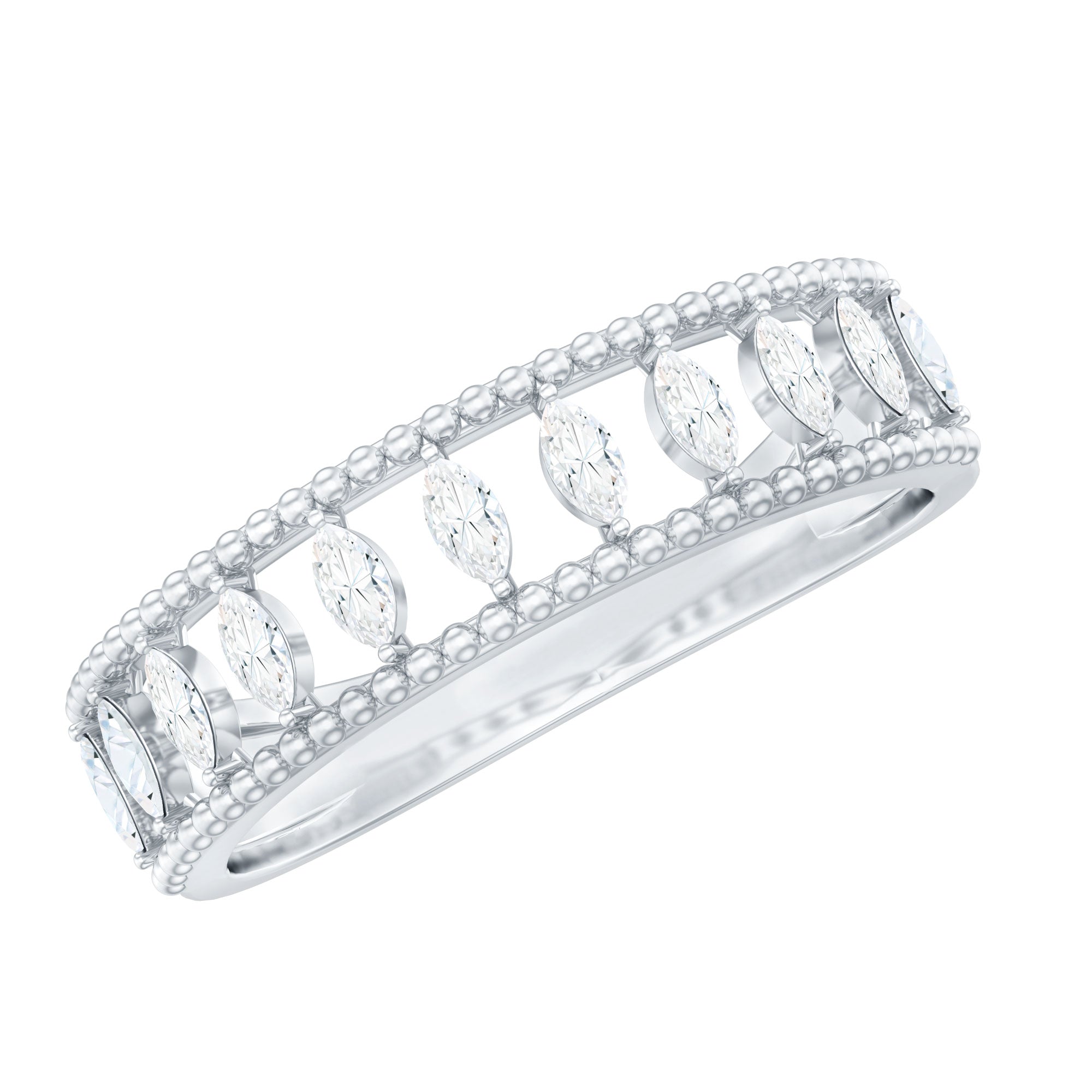 Marquise Moissanite Half Eternity Band Ring