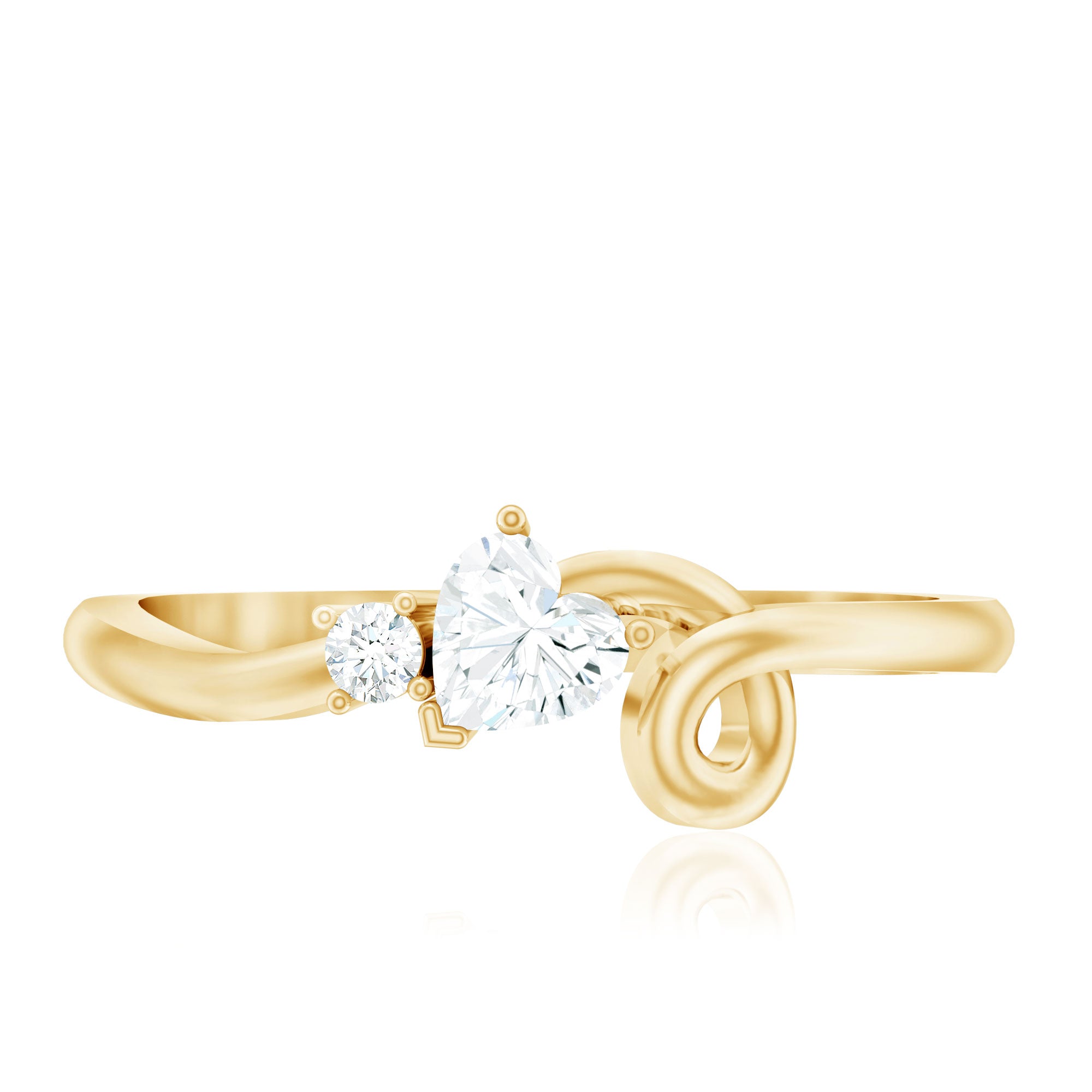 Certified Moissanite Heart Promise Ring with Twisted Shank D-VS1 - Rosec Jewels