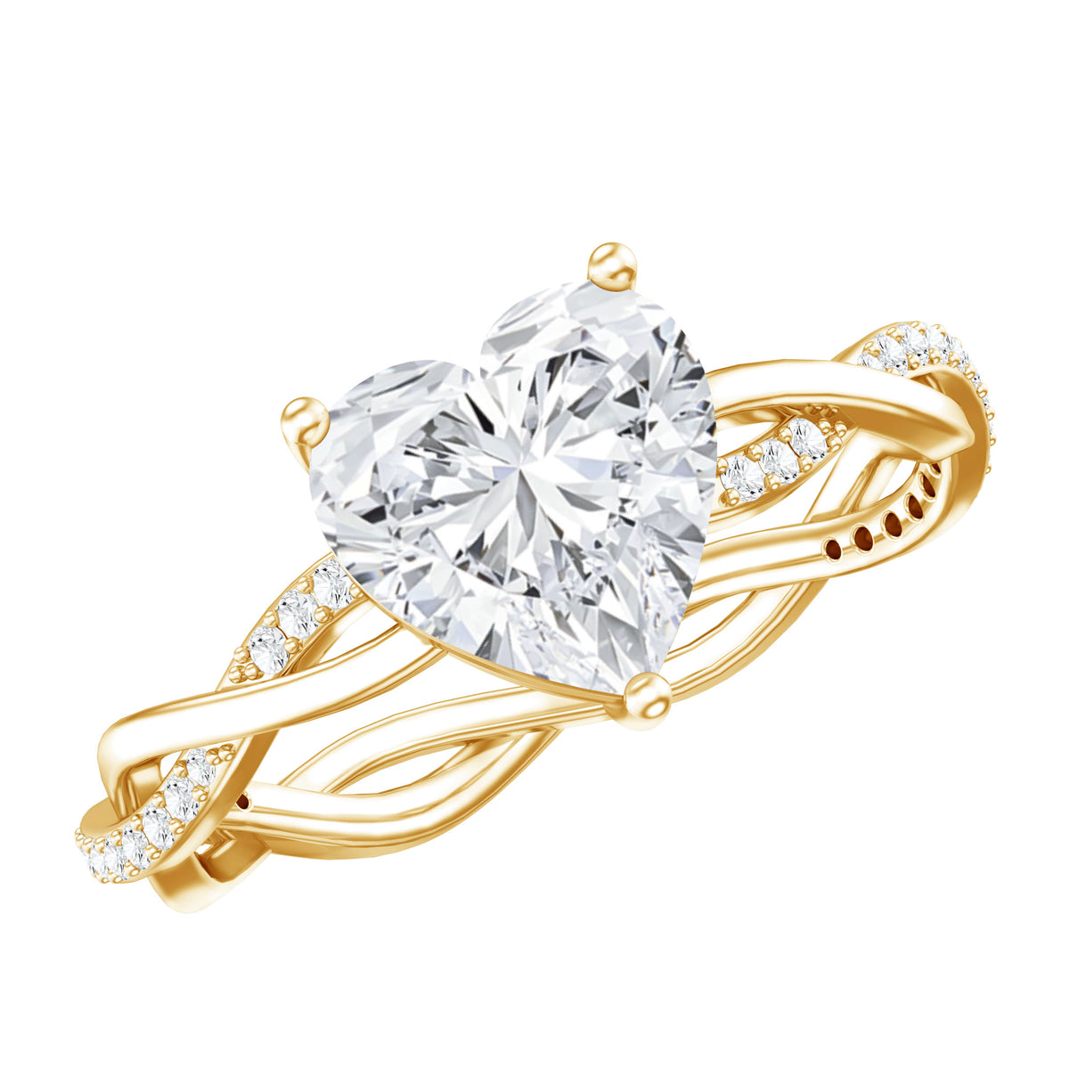 Solitaire Heart Shape Moissanite Braided Engagement Ring D-VS1 - Rosec Jewels
