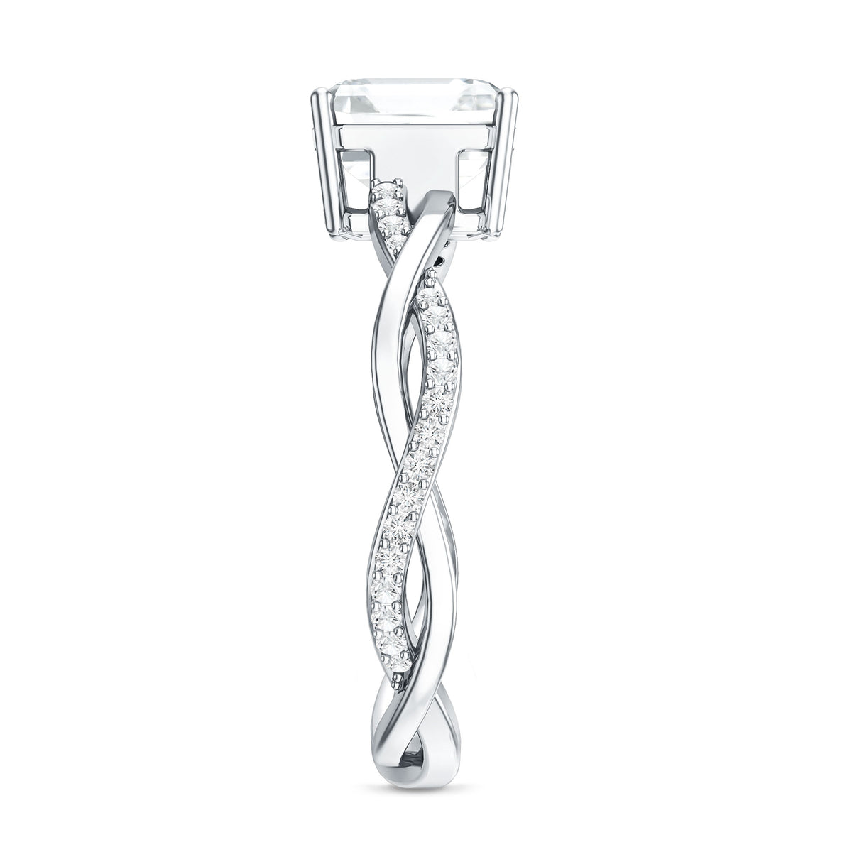 Solitaire Moissanite Asscher Cut Engagement Ring D-VS1 - Rosec Jewels