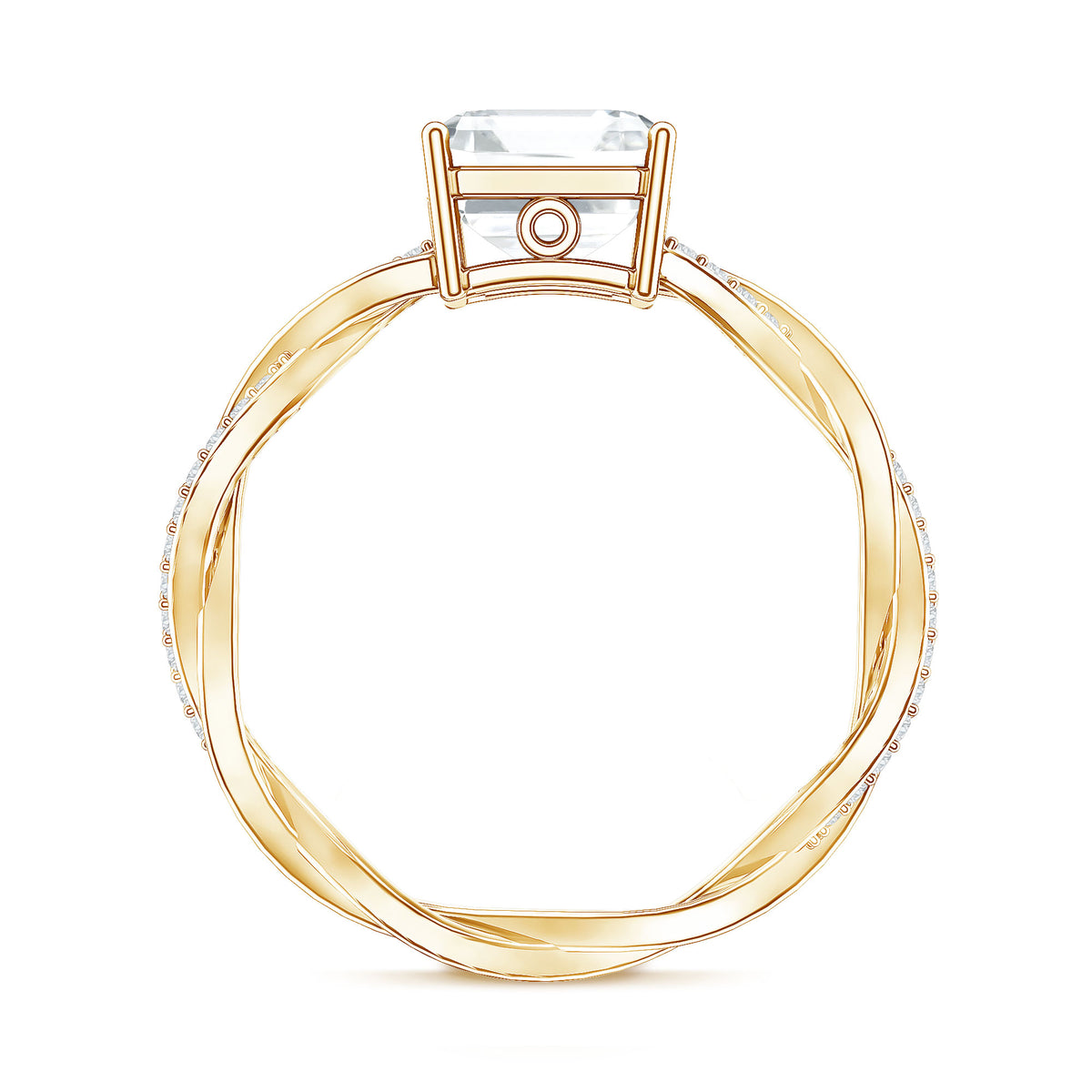 Solitaire Moissanite Asscher Cut Engagement Ring D-VS1 - Rosec Jewels