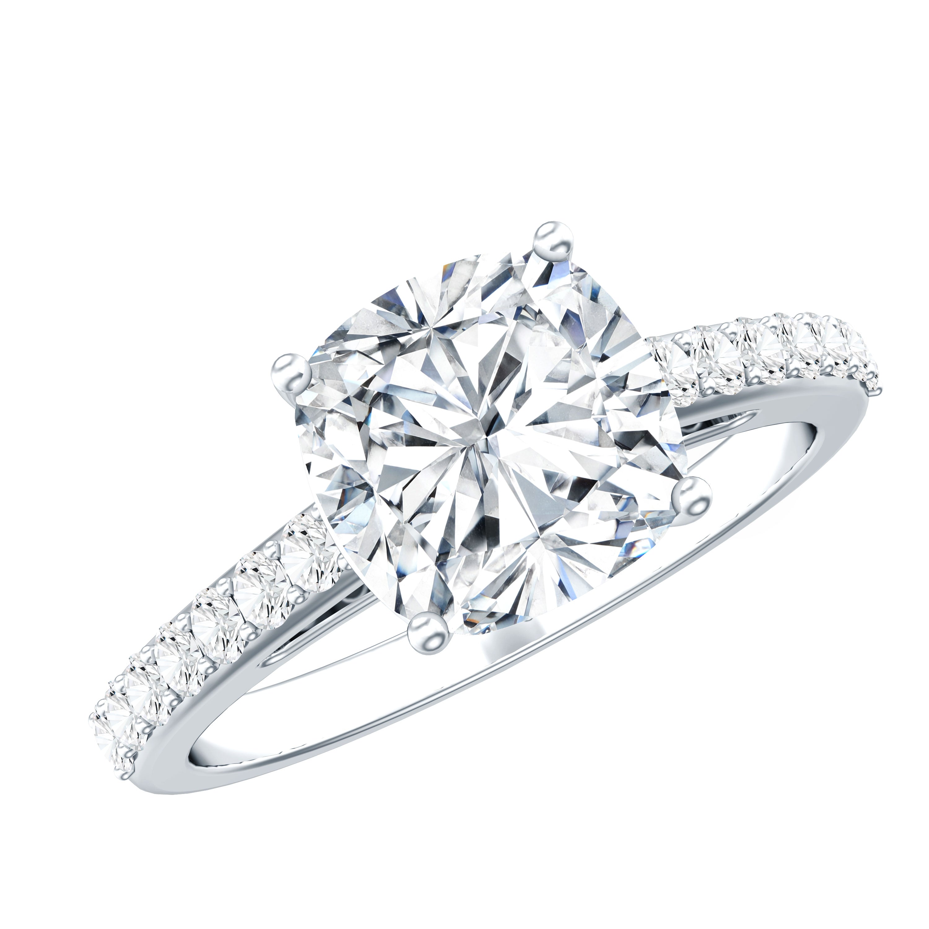 3 CT Cushion Cut Moissanite Solitaire Engagement Ring