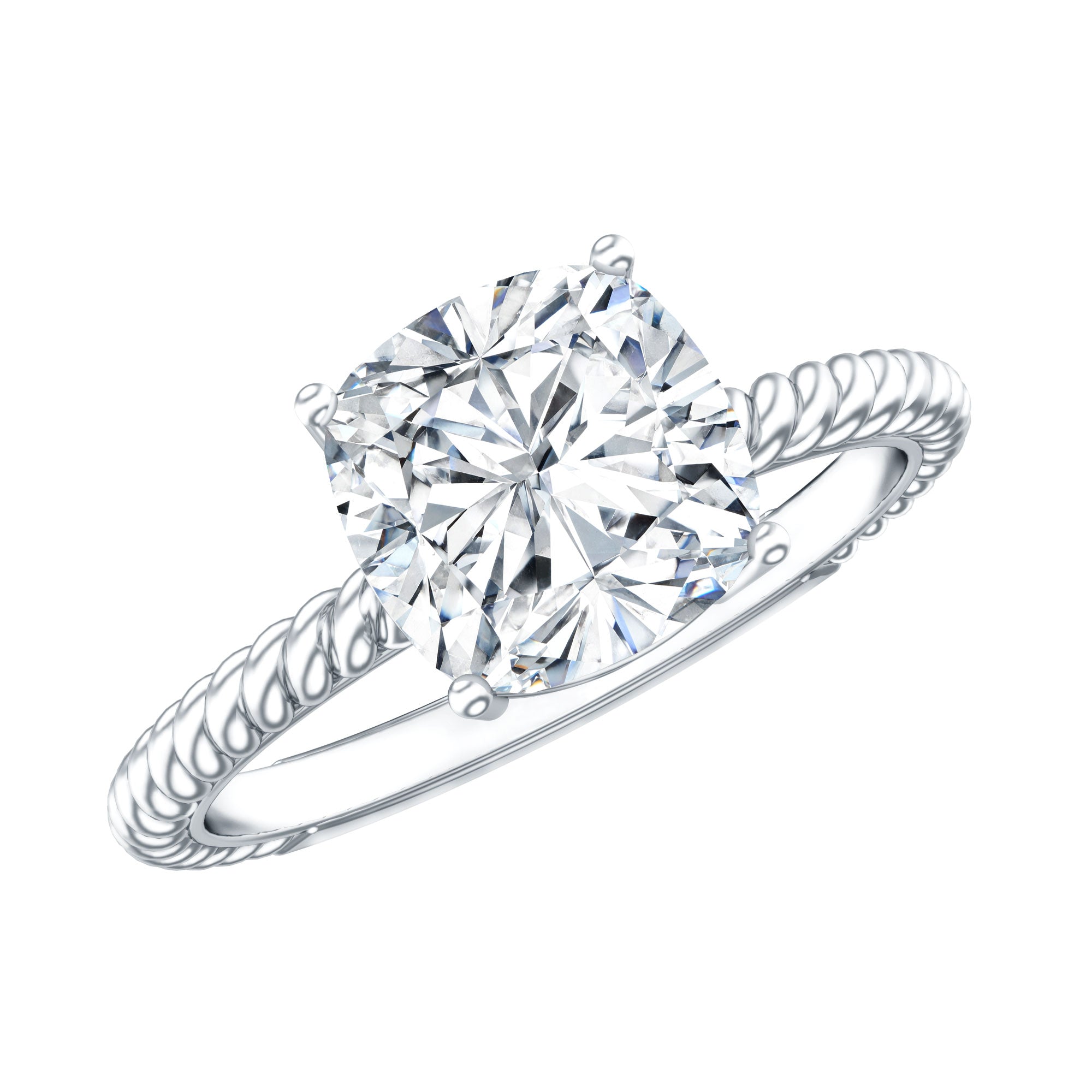 3 CT Certified Moissanite Cushion Cut Engagement Ring D-VS1 - Rosec Jewels