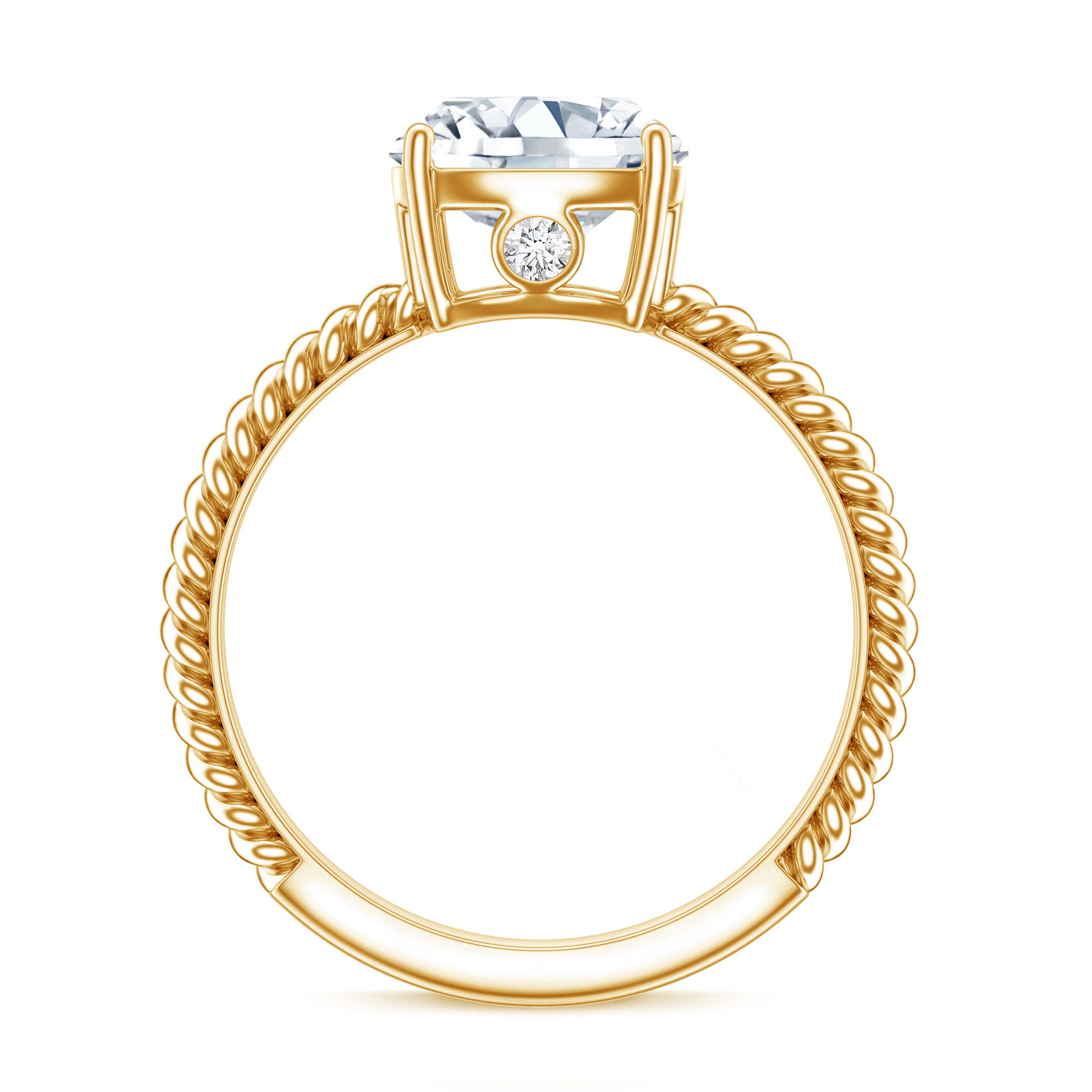 Cushion Cut Moissanite Solitaire Engagement Ring with Twisted Rope D-VS1 - Rosec Jewels