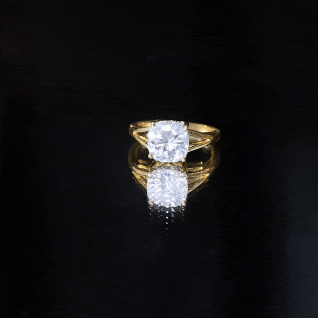 Rosec Jewels-Cushion Cut Moissanite Engagement Ring With Split Shank