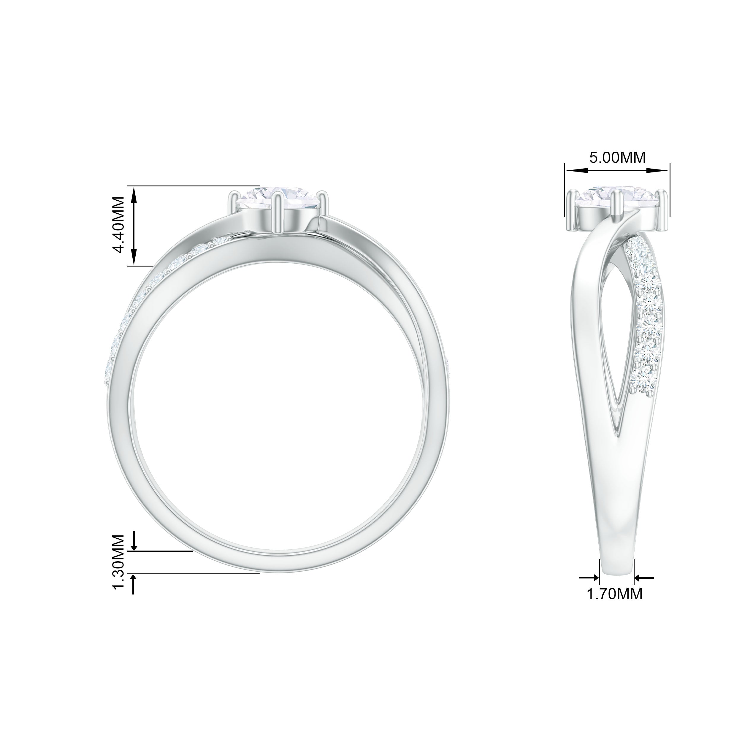 Rosec Jewels-Round Cut Zircon Infinity Solitaire Ring in Prong Setting