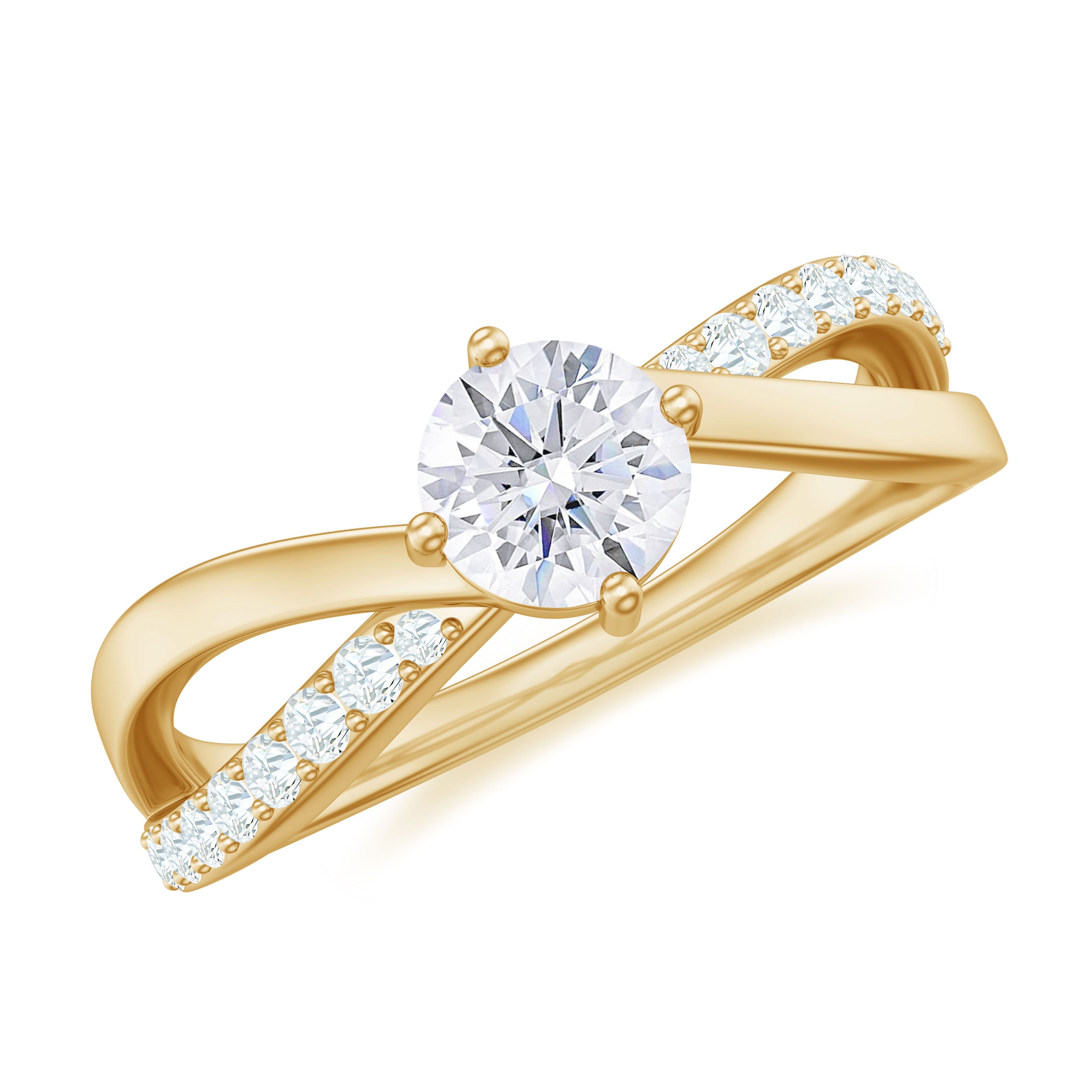 Rosec Jewels-Round Cut Zircon Infinity Solitaire Ring in Prong Setting