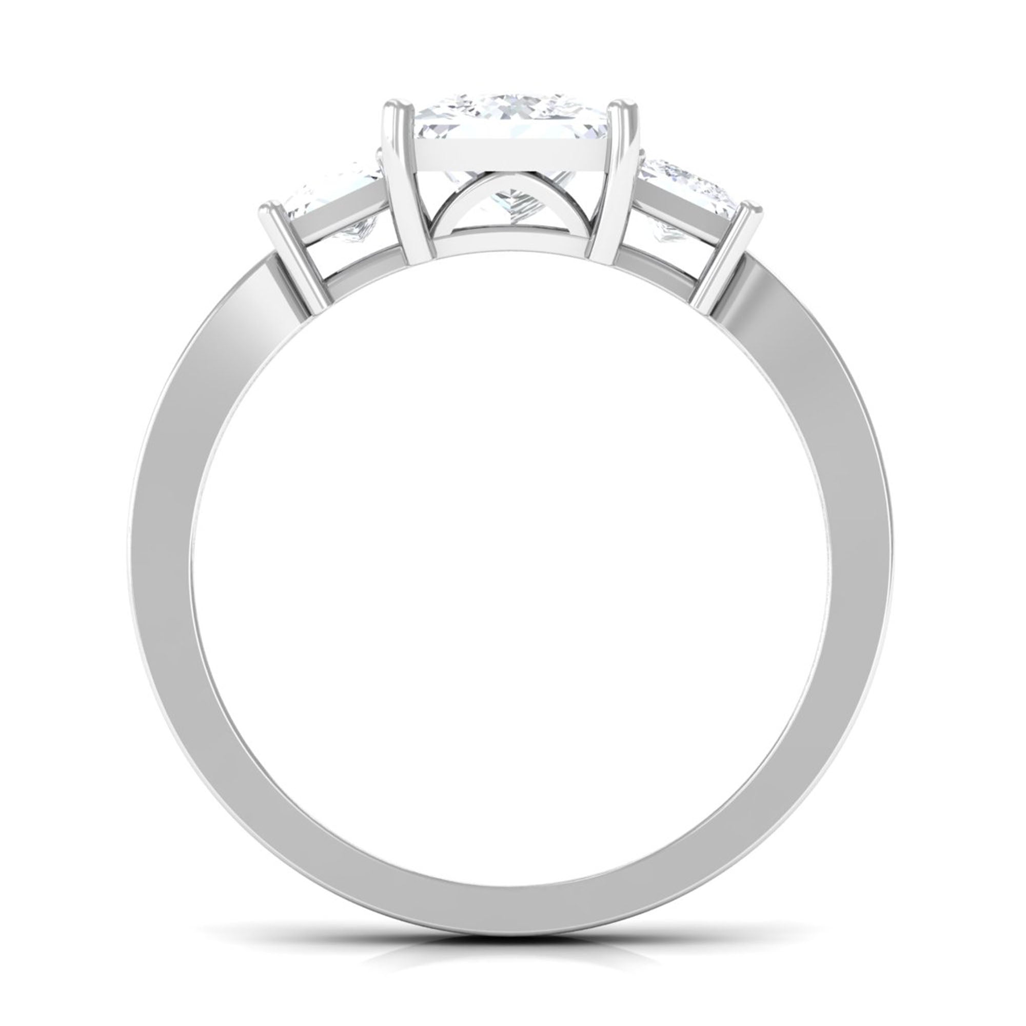 Princess Cut Zircon Three Stone Engagement Ring Zircon - ( AAAA ) - Quality - Rosec Jewels