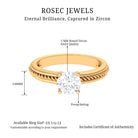 Cubic Zirconia Solitaire Twisted Rope Ring in Square Prong Setting Zircon - ( AAAA ) - Quality - Rosec Jewels