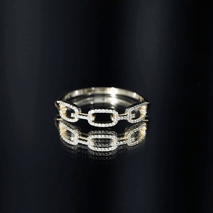 Minimal Cubic Zirconia Chain Link Ring AAAA - Rosec Jewels