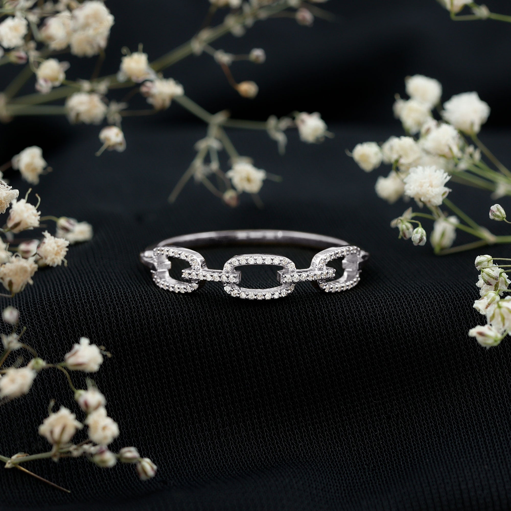 Minimal Cubic Zirconia Chain Link Ring AAAA - Rosec Jewels