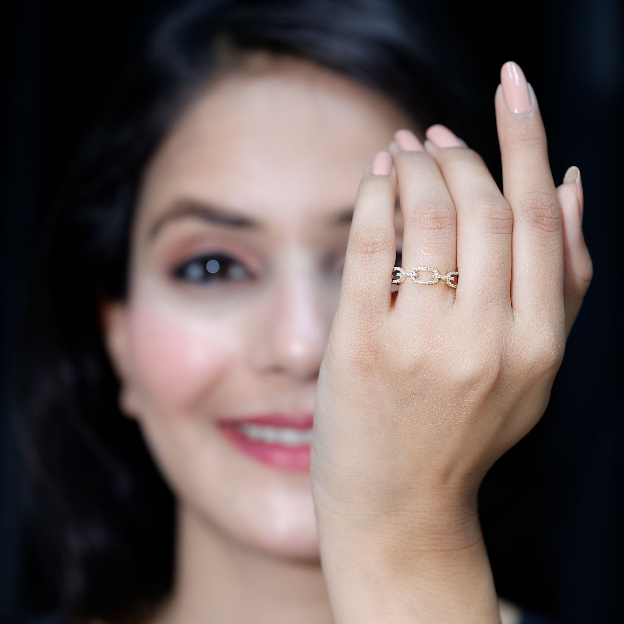 Minimal Cubic Zirconia Chain Link Ring AAAA - Rosec Jewels