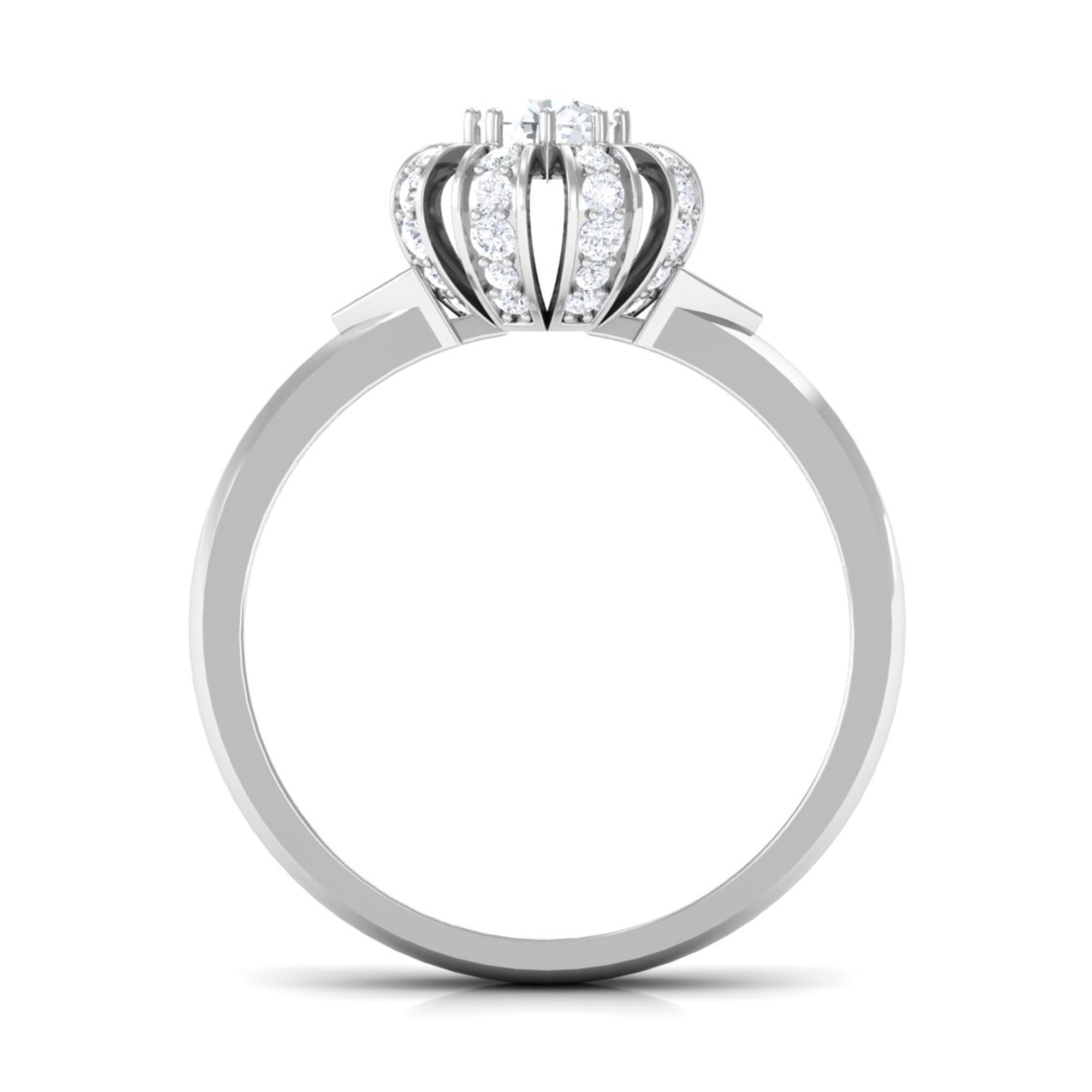 Classic Zircon Floral Engagement Ring AAAA - Rosec Jewels
