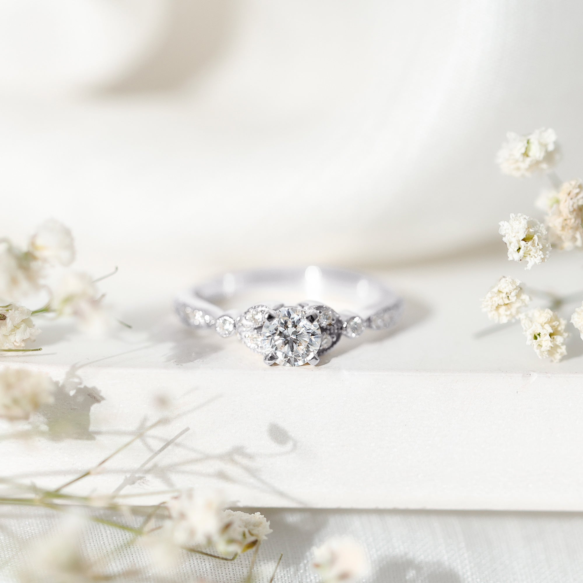 Rosec Jewels-Vintage Inspired Zircon Engagement Ring for Women