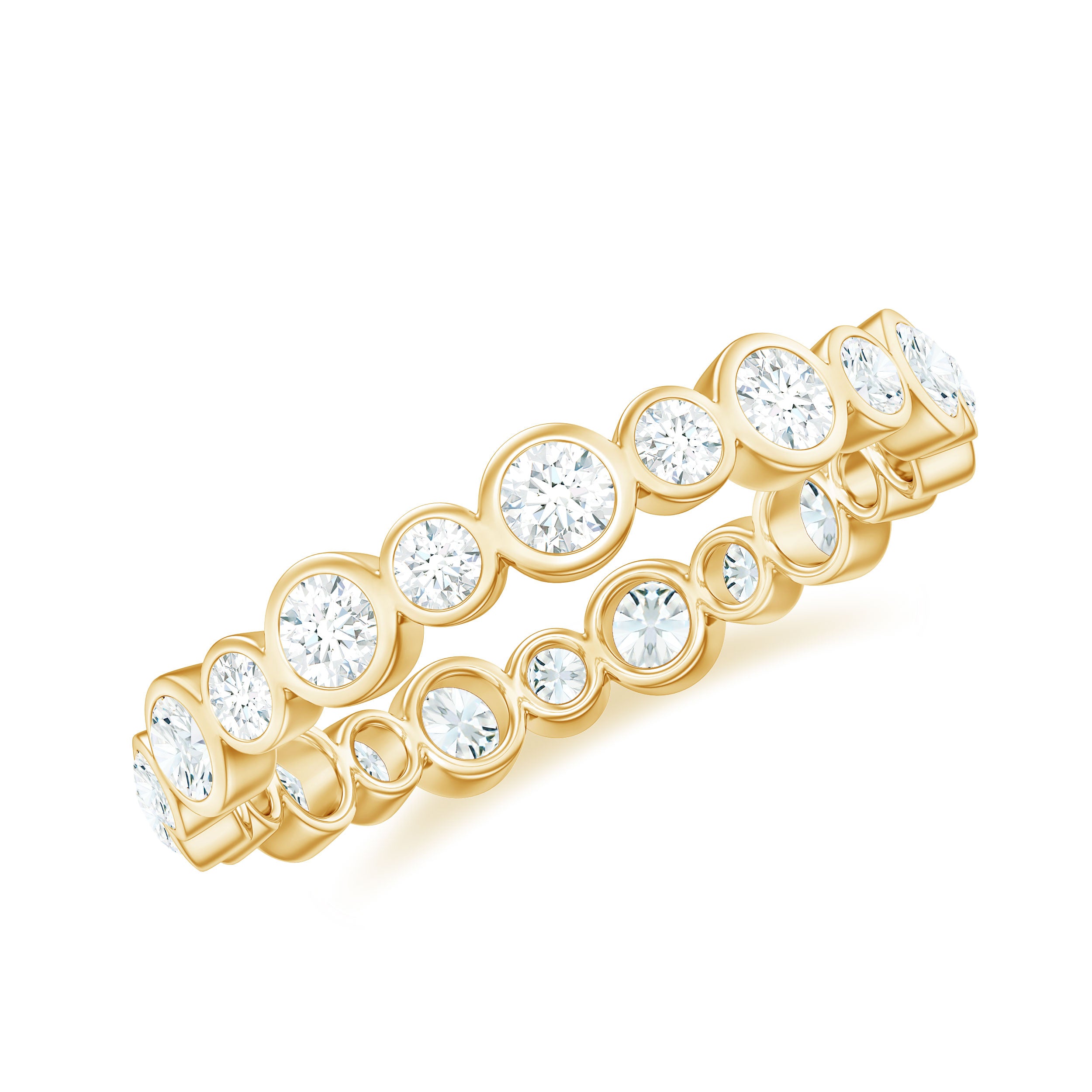 Bezel Set Round Cubic Zirconia Unique Full Eternity Ring AAAA - Rosec Jewels