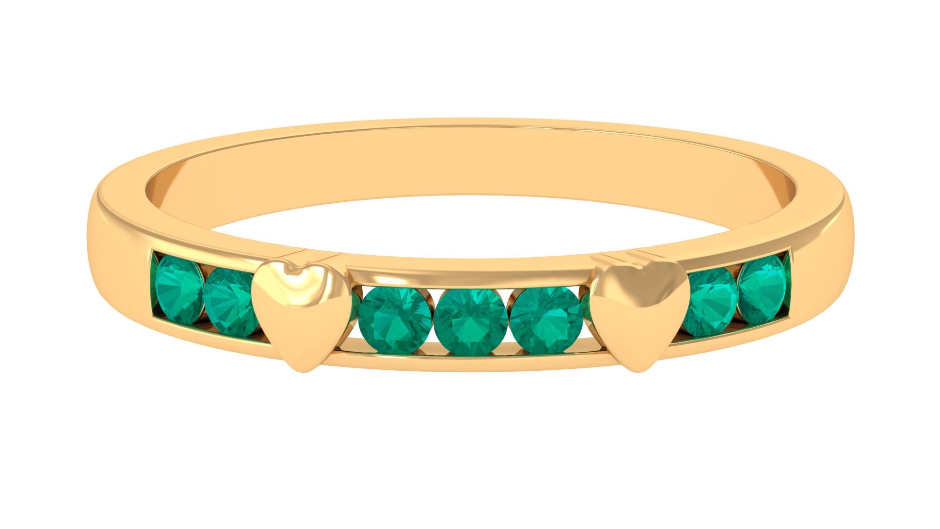Natural Emerald Heart Eternity Ring in Channel Setting AAA - Rosec Jewels