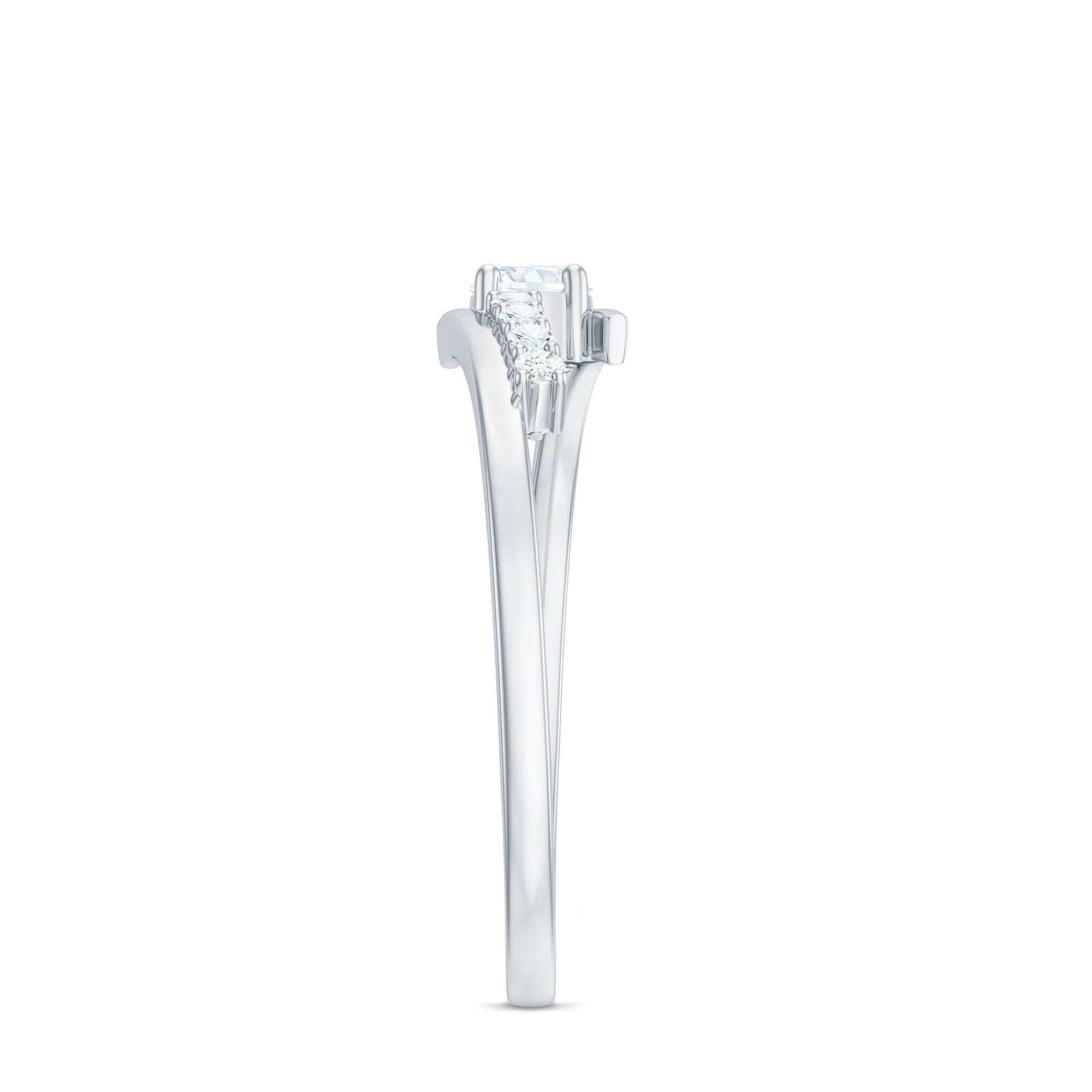 Diamond Promise Ring with Bypass Shank Natural - ( HI-SI ) - Rosec Jewels