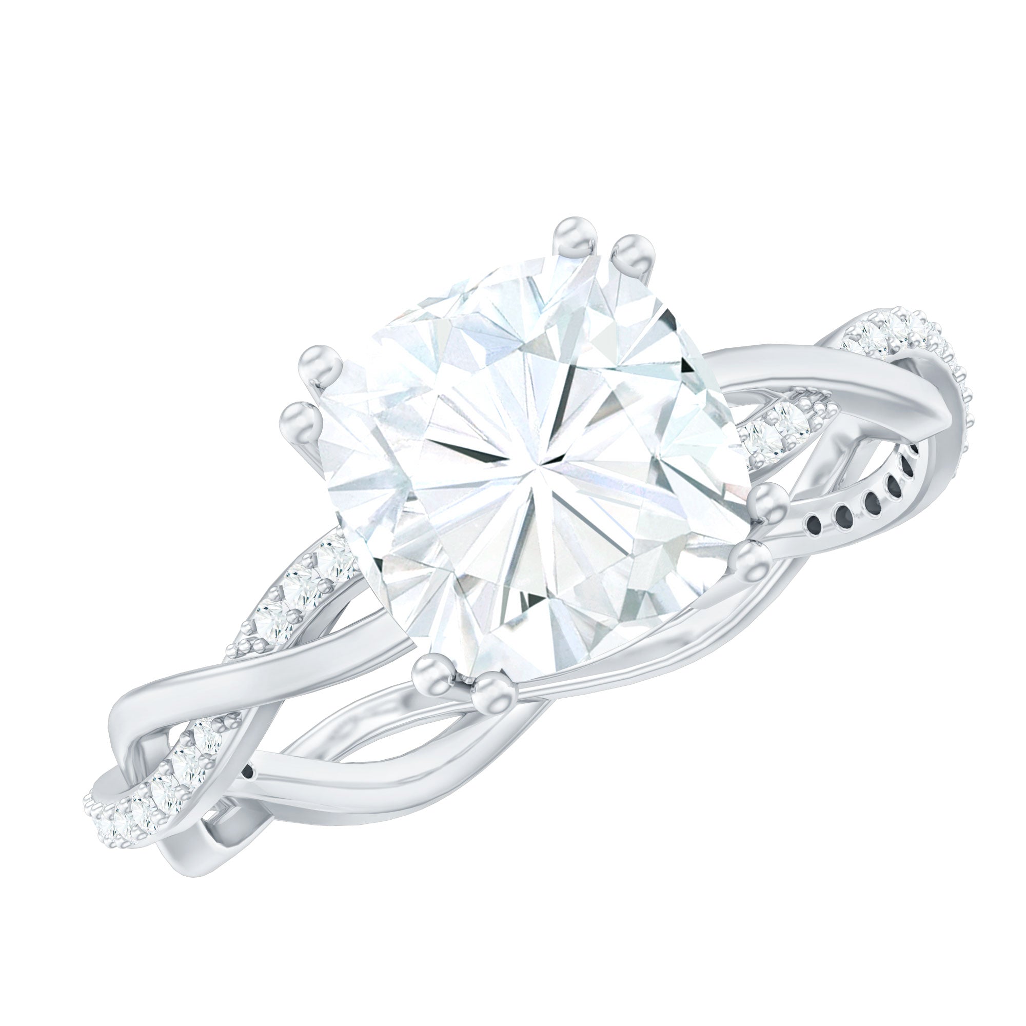 Cushion Cut Solitaire Moissanite Braided Engagement Ring