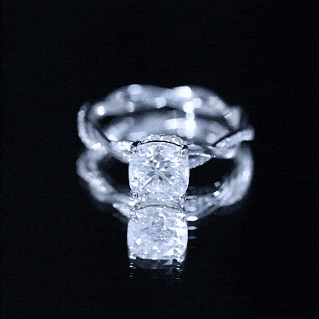 3 Carat Moissanite Cushion Cut Hidden Halo Engagement Rings D-VS1 - Rosec Jewels