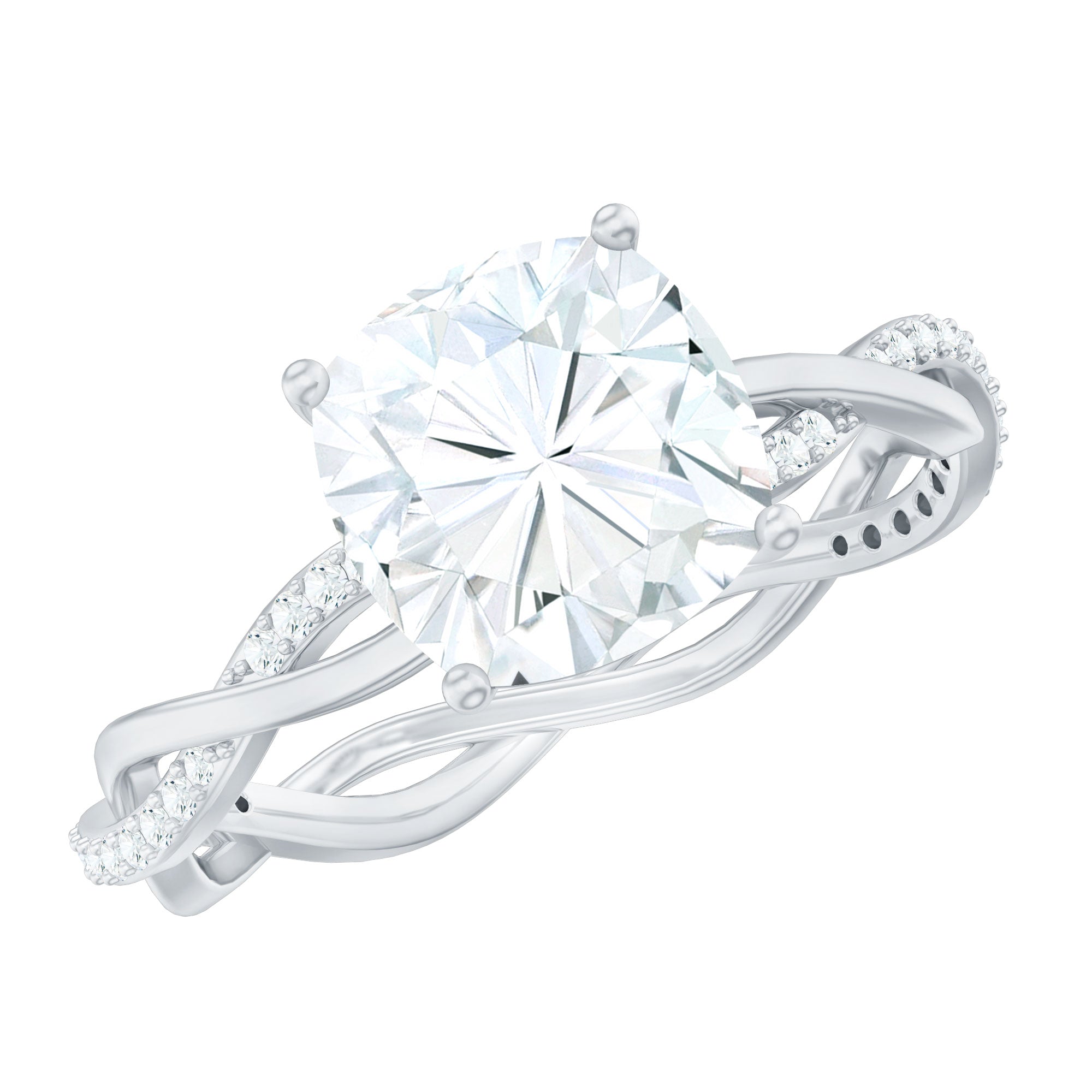3 Carat Moissanite Cushion Cut Hidden Halo Engagement Rings D-VS1 - Rosec Jewels