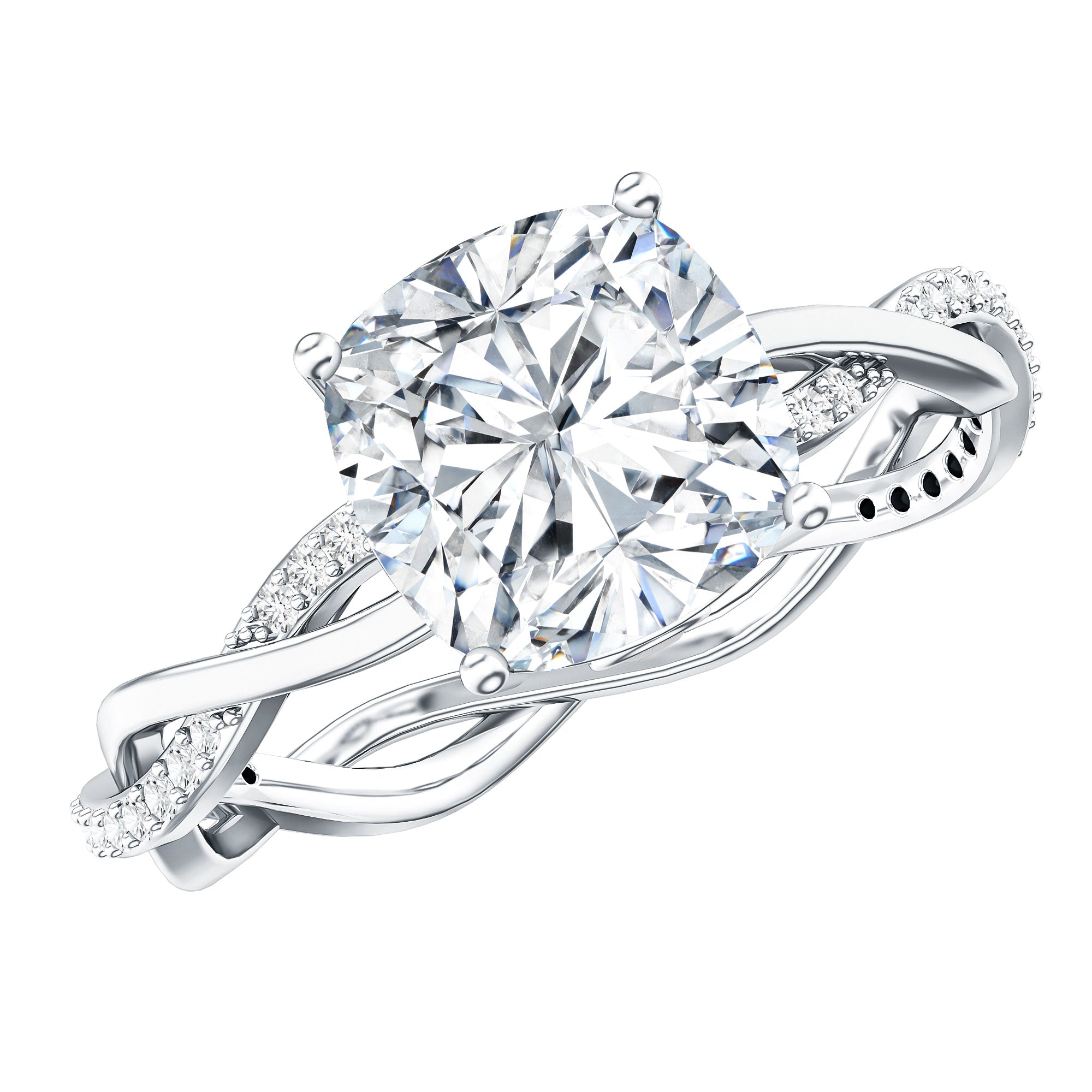 Cushion Cut Solitaire Moissanite Engagement Ring For Her D-VS1 - Rosec Jewels
