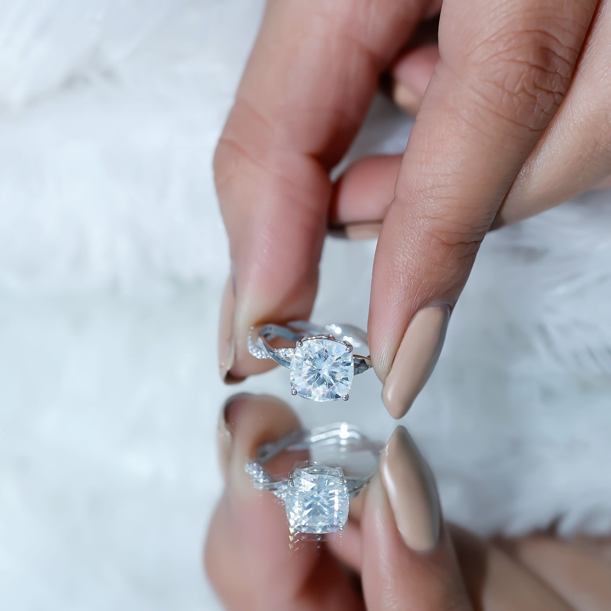 Cushion Cut Solitaire Moissanite Engagement Ring For Her D-VS1 - Rosec Jewels