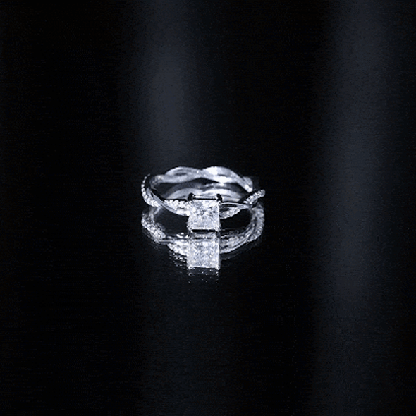 Princess Cut Moissanite Braided Engagement Ring for Women D-VS1 - Rosec Jewels