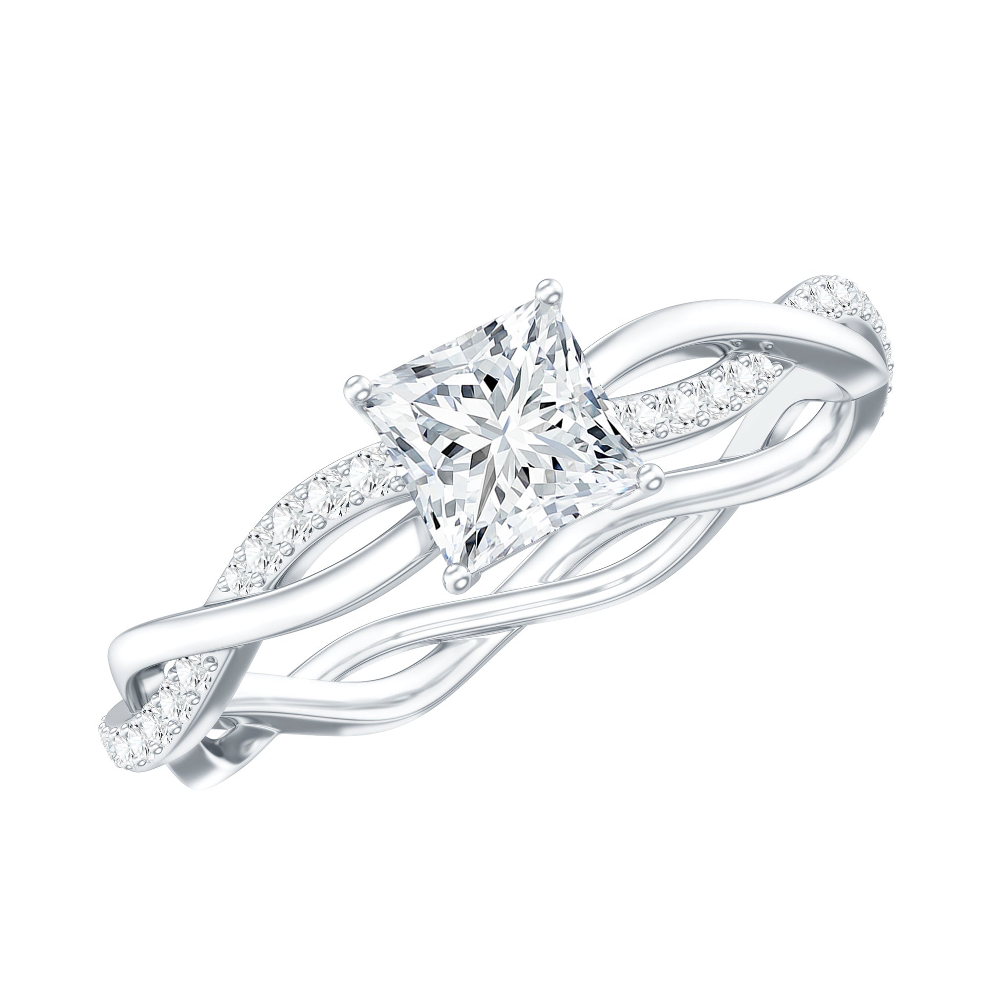Princess Cut Moissanite Braided Engagement Ring for Women D-VS1 - Rosec Jewels